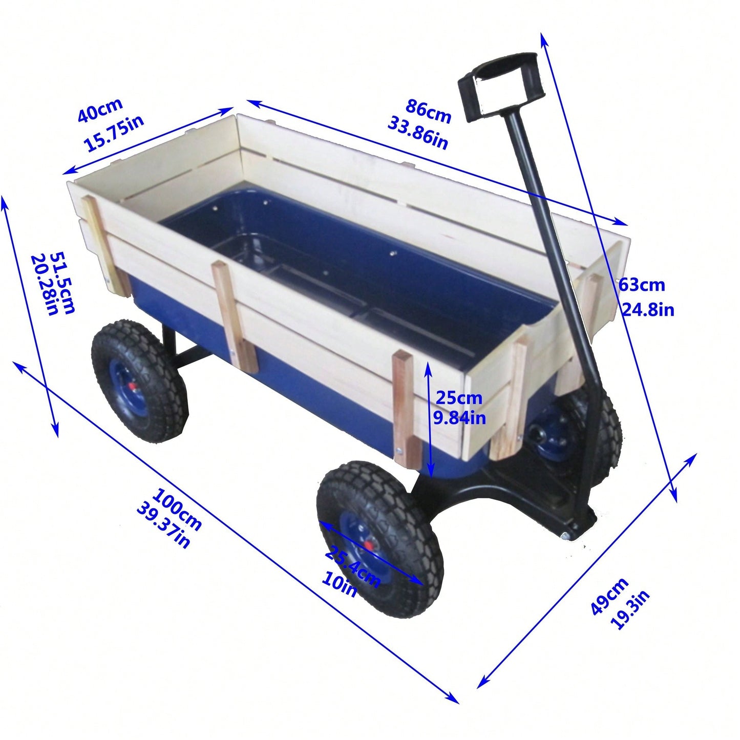 All Terrain Pulling Wagon W/Wood Railing Air Tires Children Kid Garden