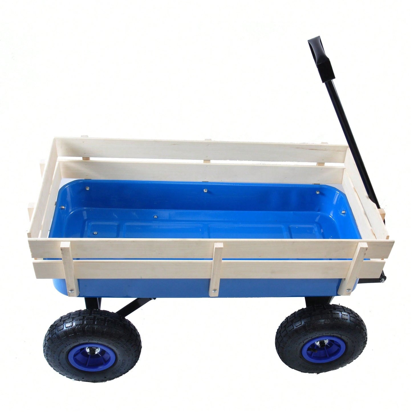 All Terrain Pulling Wagon W/Wood Railing Air Tires Children Kid Garden