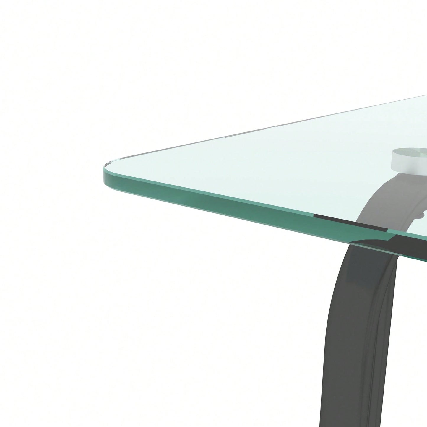 Rectangle Dining Table With Black Metal Frame, Tempered Glass Dining Table For Kitchen Room