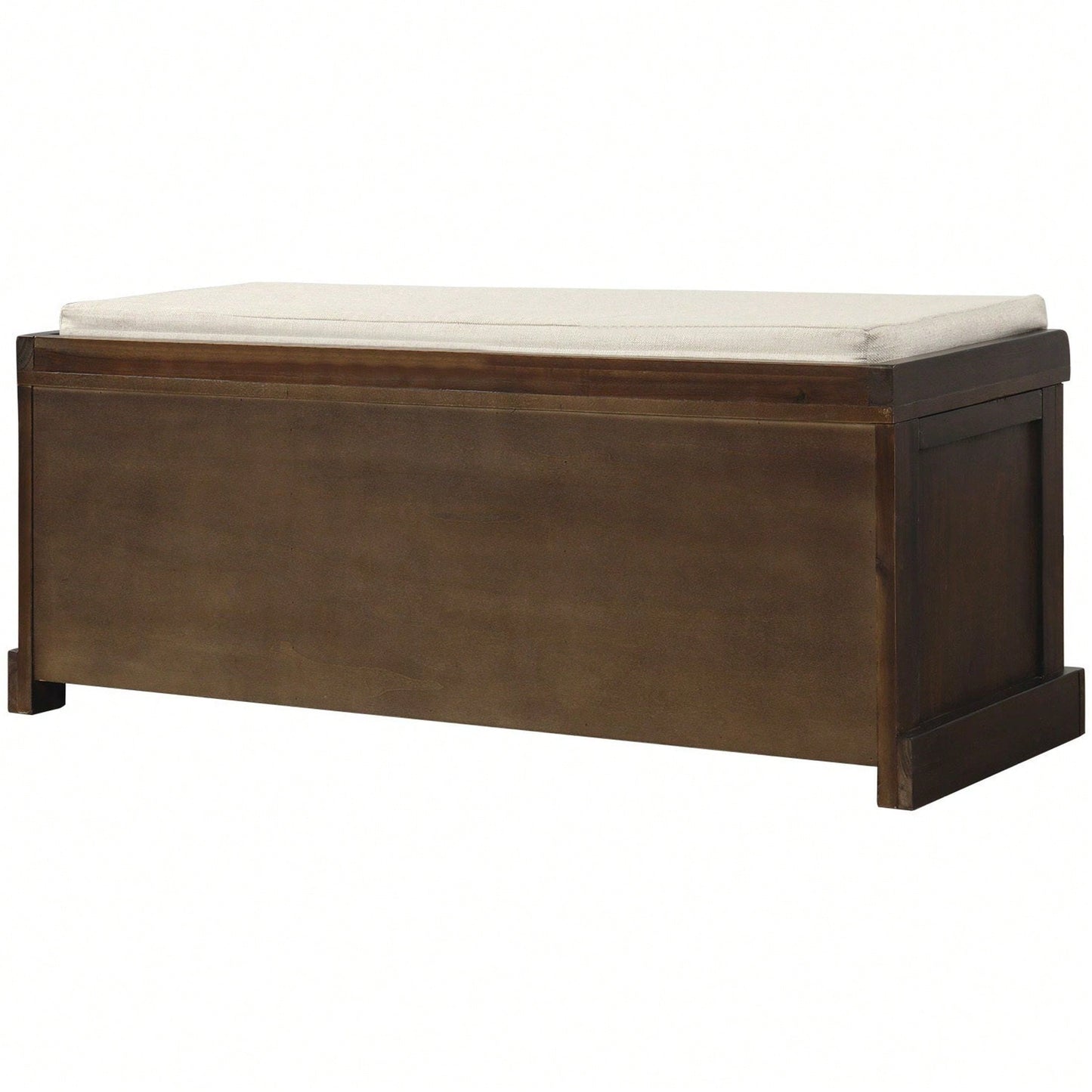 Rustic Storage Bench With 3 Removable Classic Rattan Basket , Entryway Bench Storage Bench With Removable Cushion