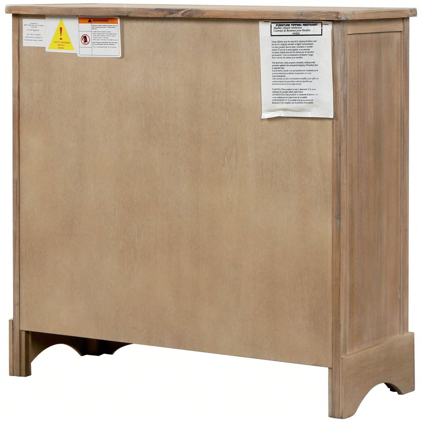 Rustic Storage Cabinet With Two Drawers And Four Classic Rattan Basket For Dining Room/Living Room