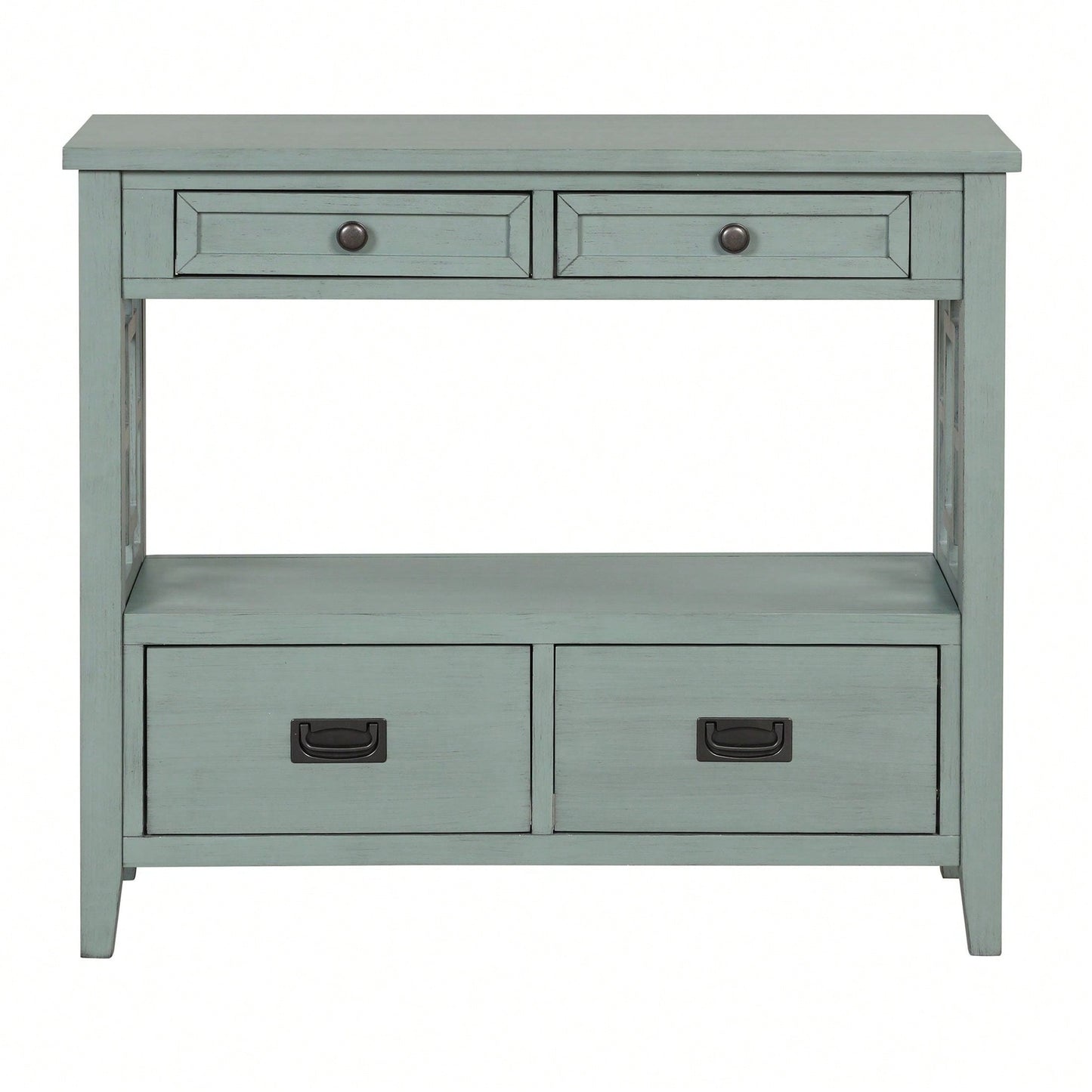 36'' Farmhouse Pine Wood Console Table Entry Sofa Table With 4 Drawers & 1 Storage Shelf For Entryway Living Room Bedroom Hallway Kitchen
