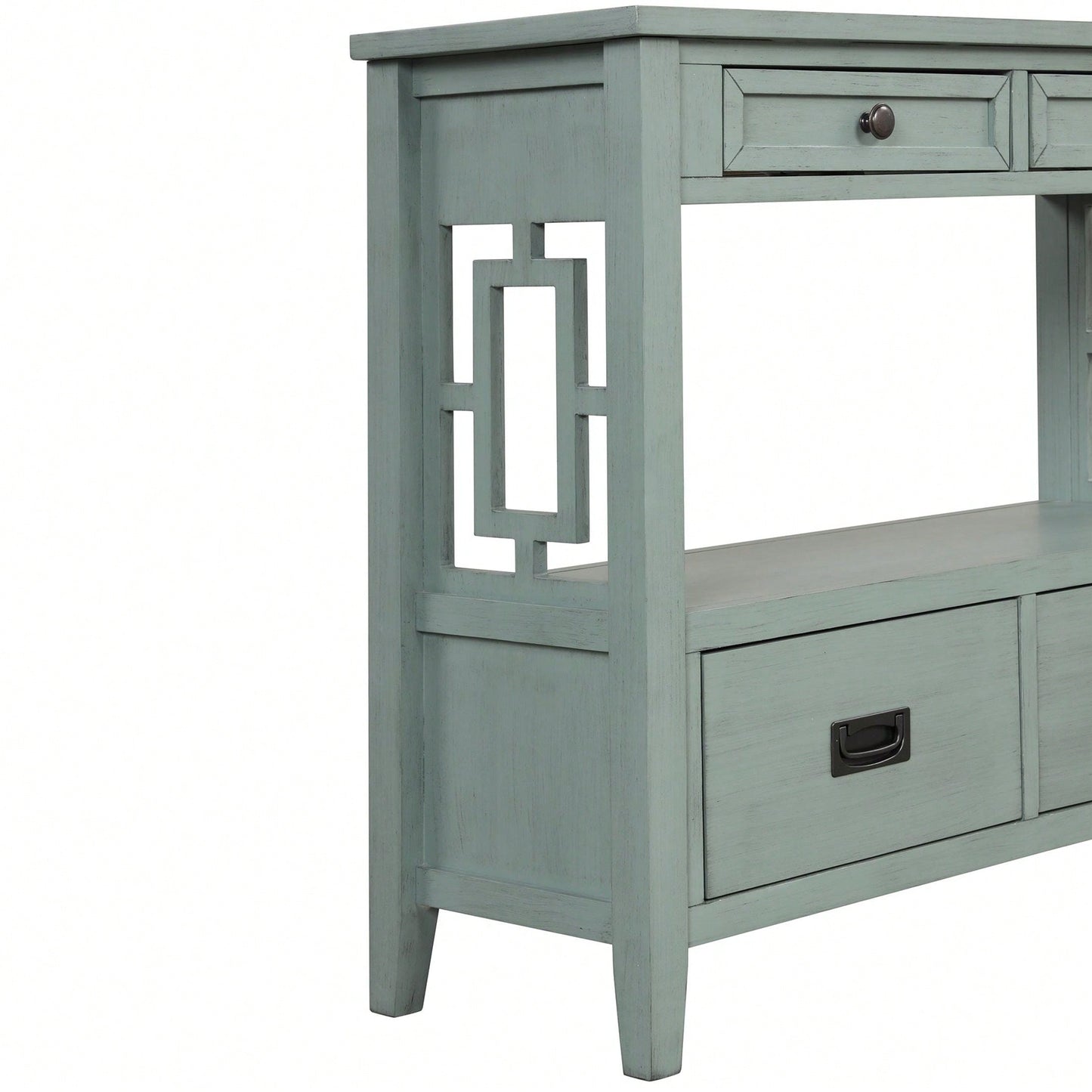 36'' Farmhouse Pine Wood Console Table Entry Sofa Table With 4 Drawers & 1 Storage Shelf For Entryway Living Room Bedroom Hallway Kitchen