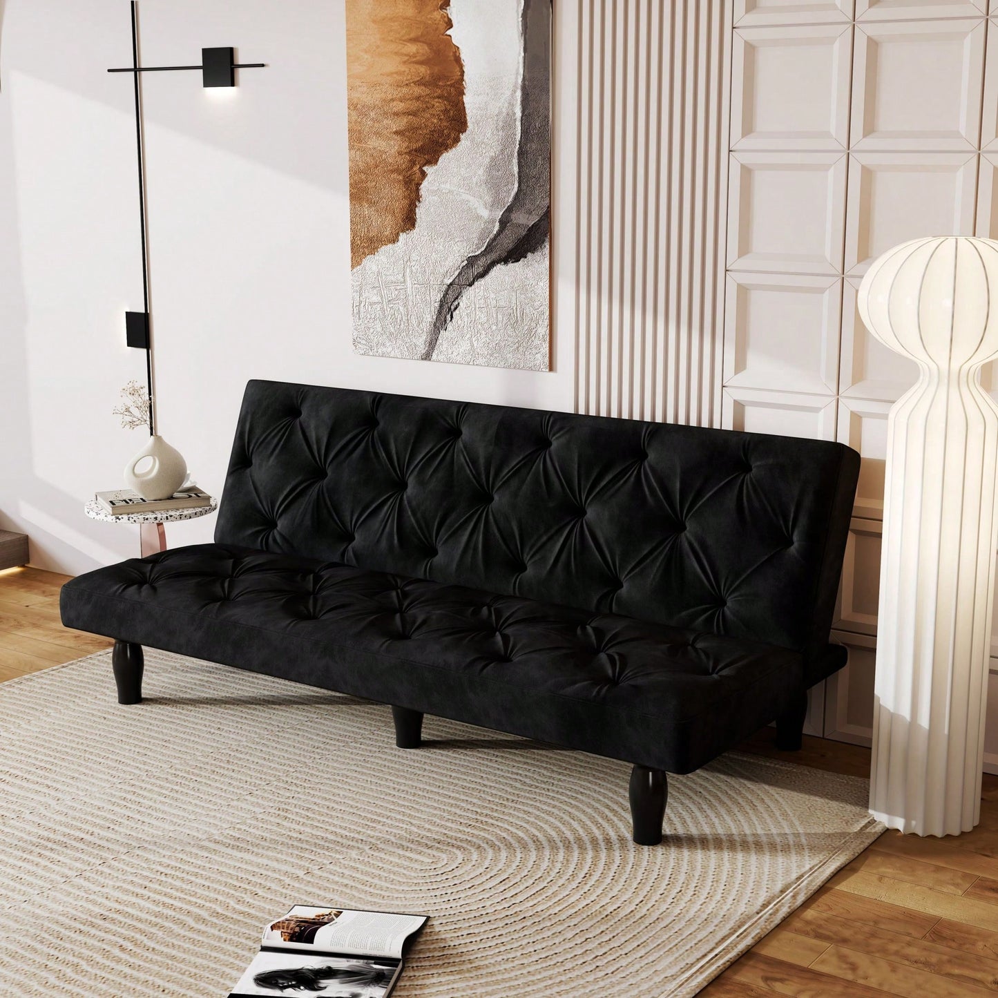 66" Velvet Sofa Bed Suitable For Family Living Room, Apartment, Bedroom