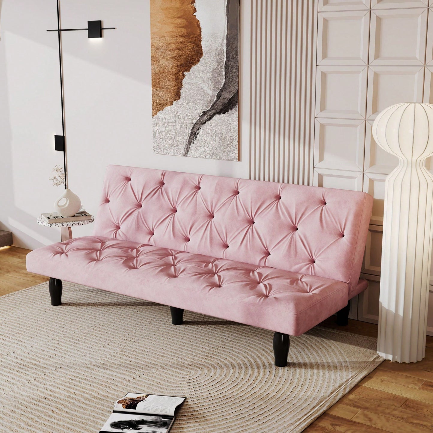 66" Velvet Sofa Bed Suitable For Family Living Room, Apartment, Bedroom