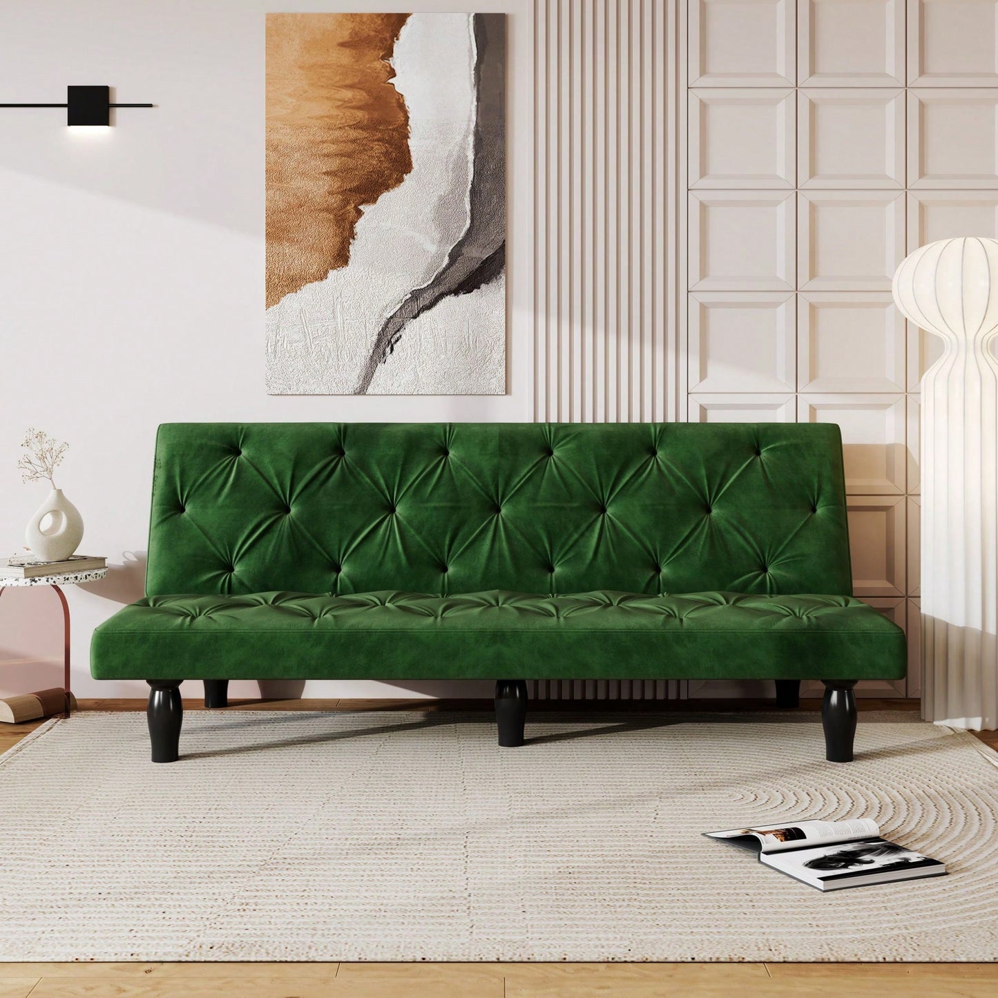 66" Velvet Sofa Bed Suitable For Family Living Room, Apartment, Bedroom