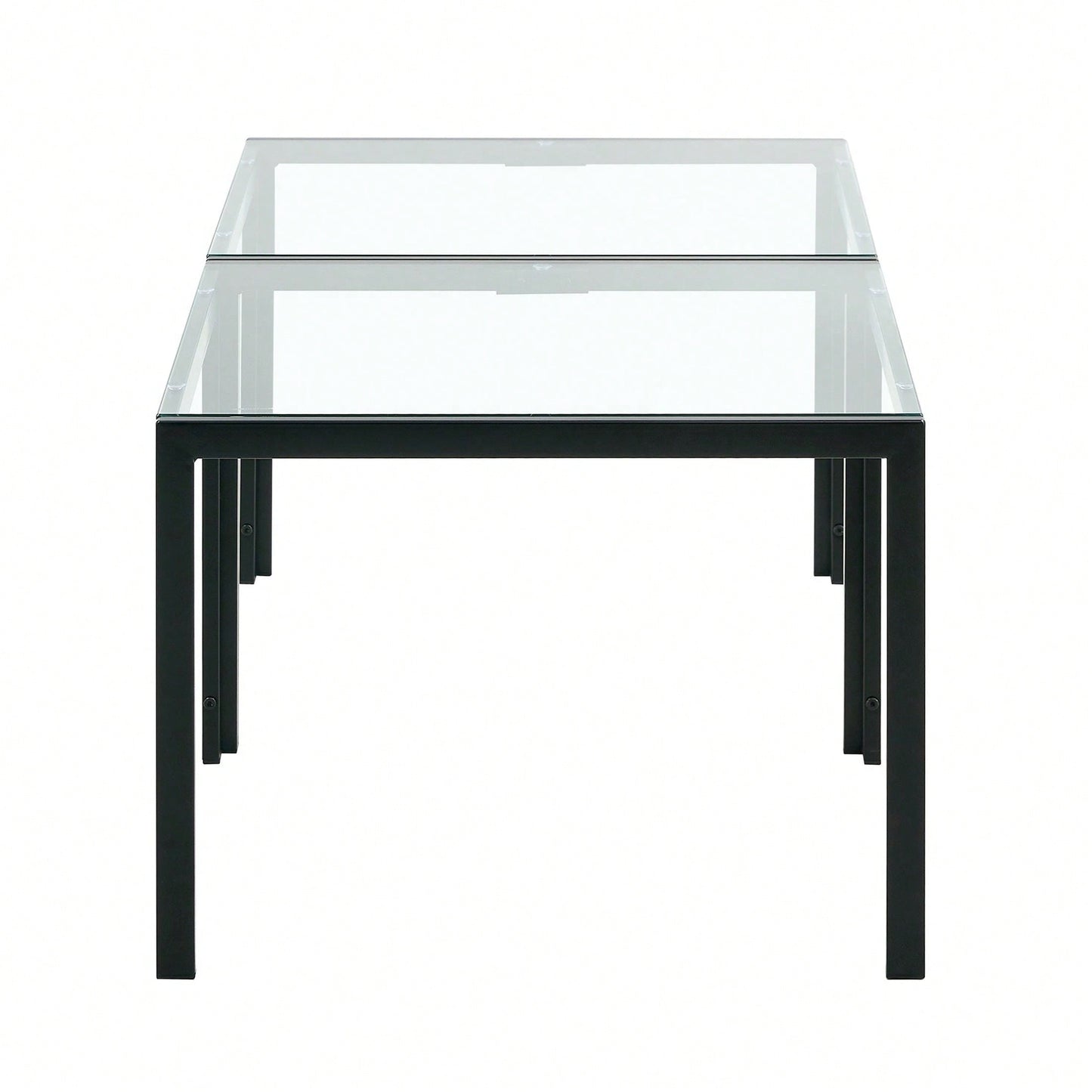 Coffee Table Set Of 2, Square Modern Table With Tempered Glass Finish For Living Room