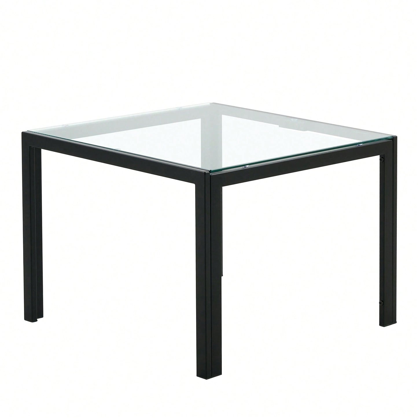 Coffee Table Set Of 2, Square Modern Table With Tempered Glass Finish For Living Room