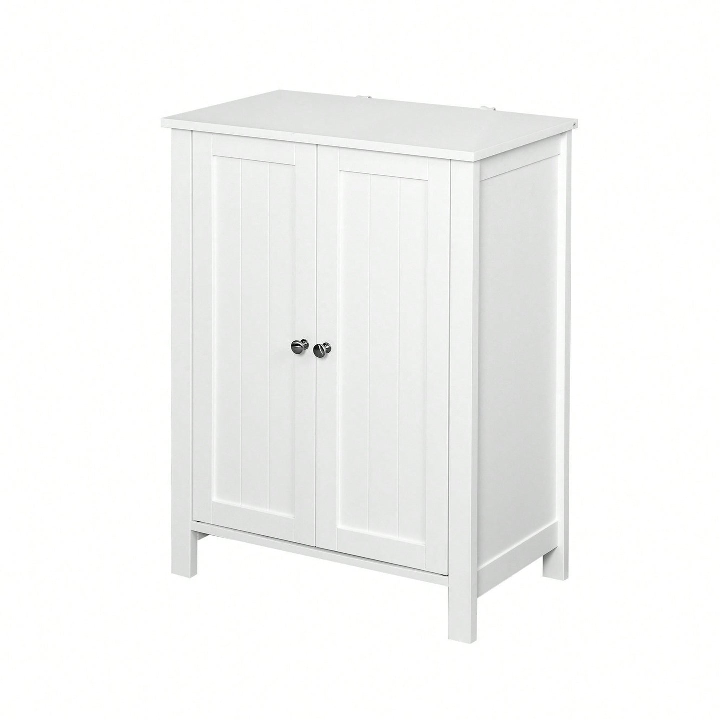Bathroom Floor Storage Cabinet With Double Door Adjustable Shelf
