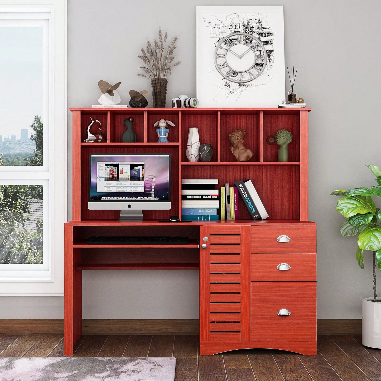 Home Office Computer Desk With Hutch