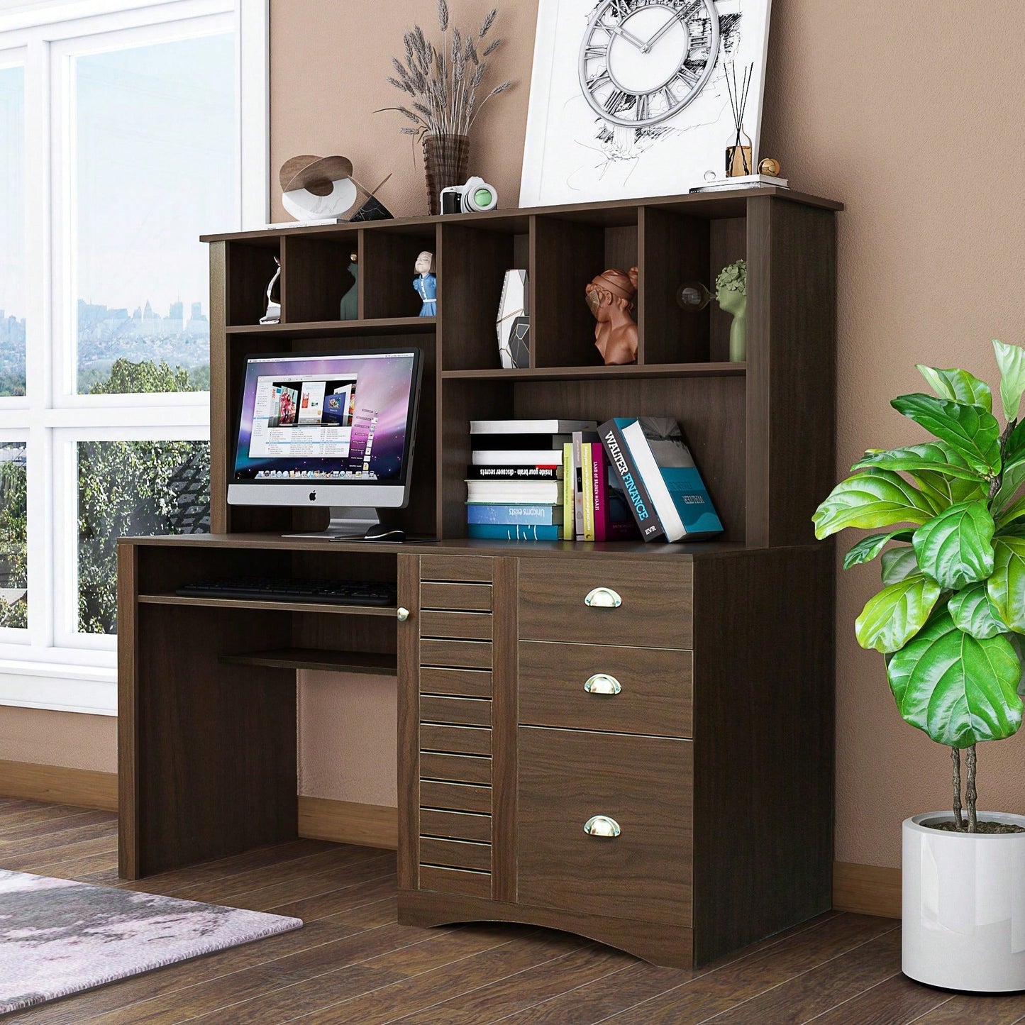 Home Office Computer Desk With Hutch