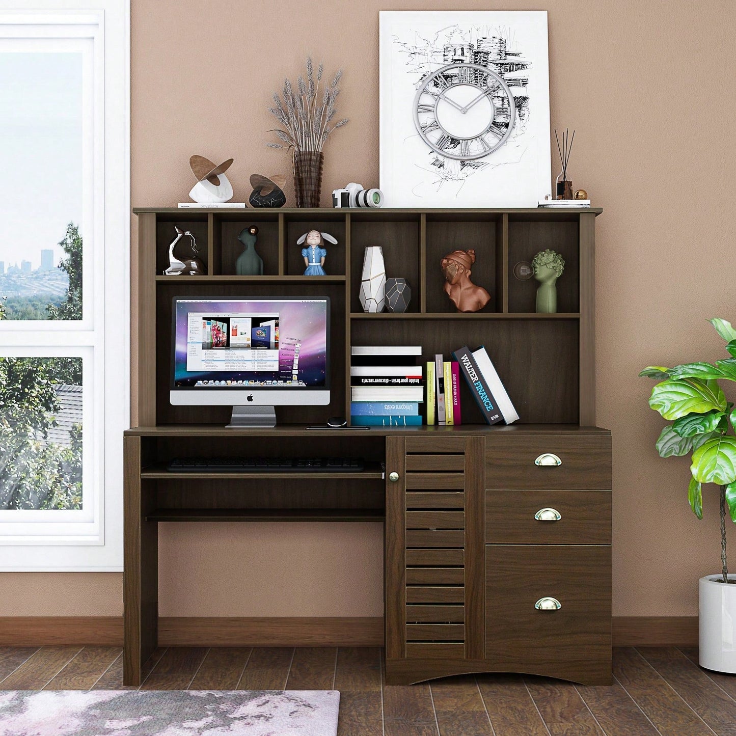 Home Office Computer Desk With Hutch