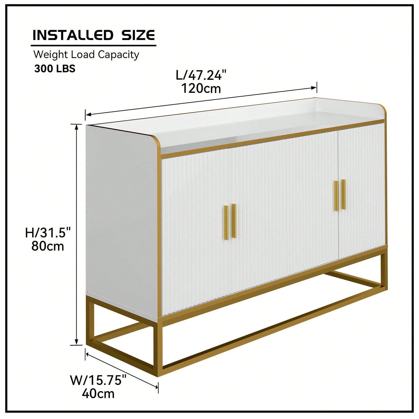 Modern Kitchen Buffet Storage Cabinet Cupboard Gloss With Metal Legs For Living Room Kitchen
