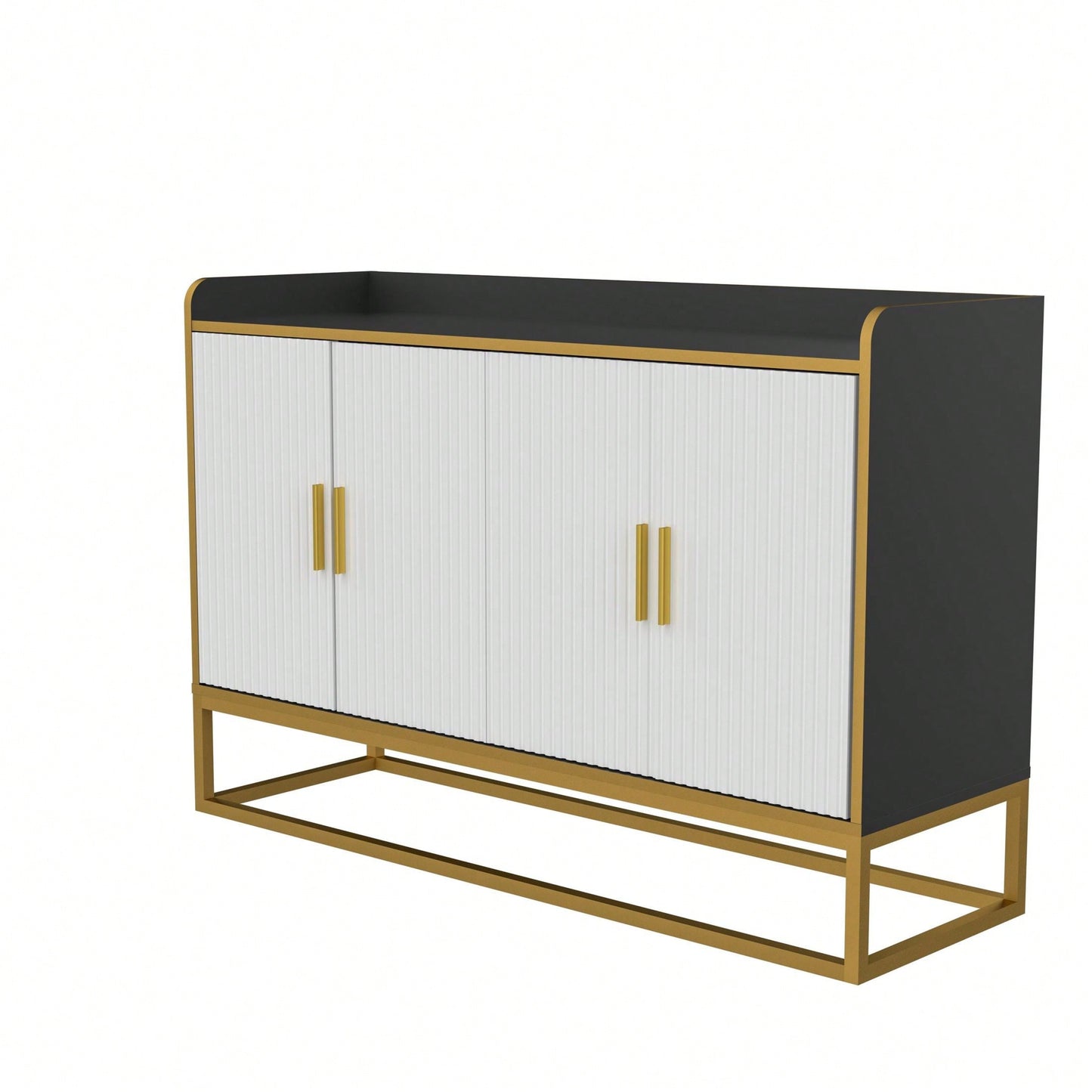 Modern Kitchen Buffet Storage Cabinet Cupboard Gloss With Metal Legs For Living Room Kitchen