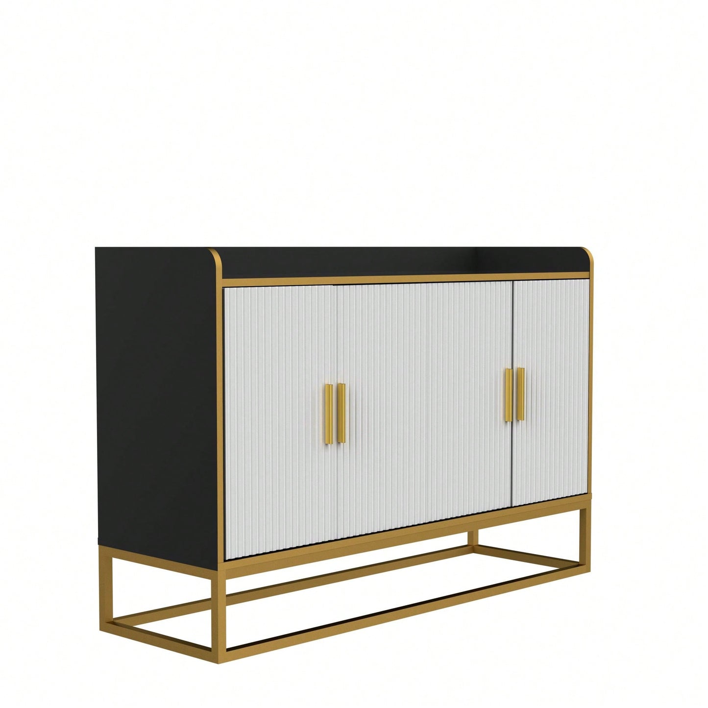 Modern Kitchen Buffet Storage Cabinet Cupboard Gloss With Metal Legs For Living Room Kitchen