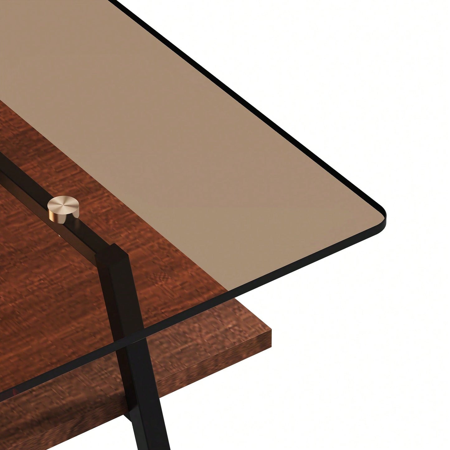 Rectangle Coffee Table, Tempered Glass Tabletop With  Metal Legs, Modern Table For Living Room