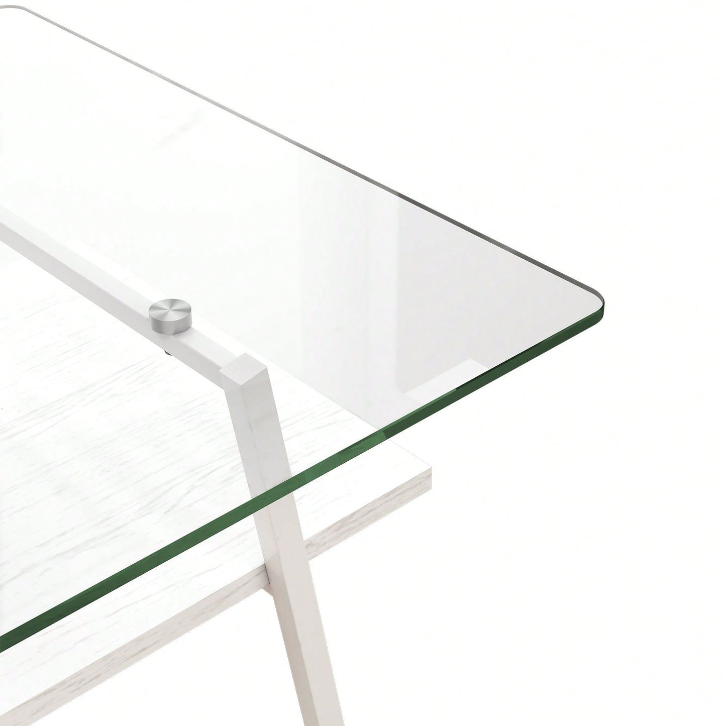 Rectangle Coffee Table, Tempered Glass Tabletop With  Metal Legs, Modern Table For Living Room