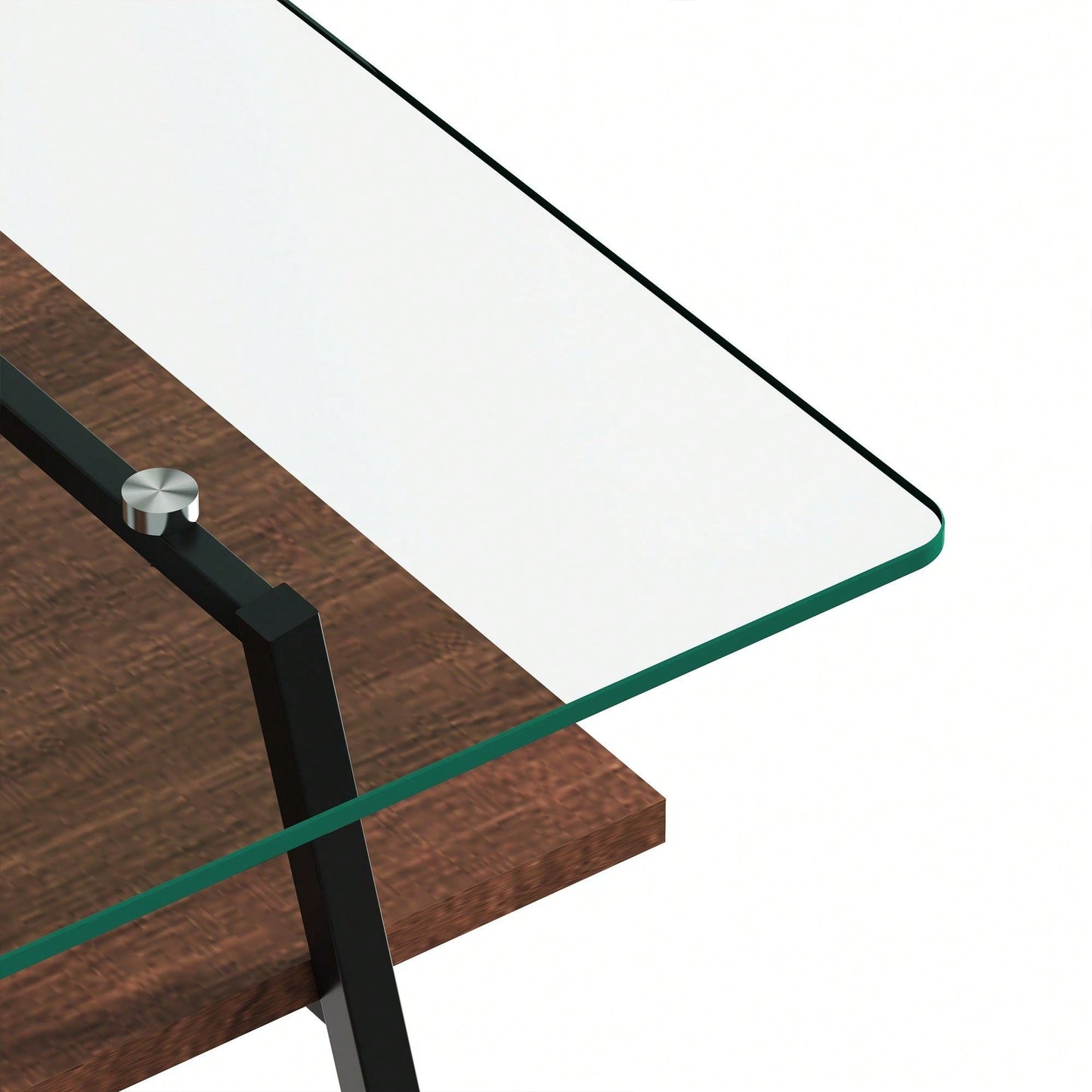 Rectangle Coffee Table, Tempered Glass Tabletop With  Metal Legs, Modern Table For Living Room