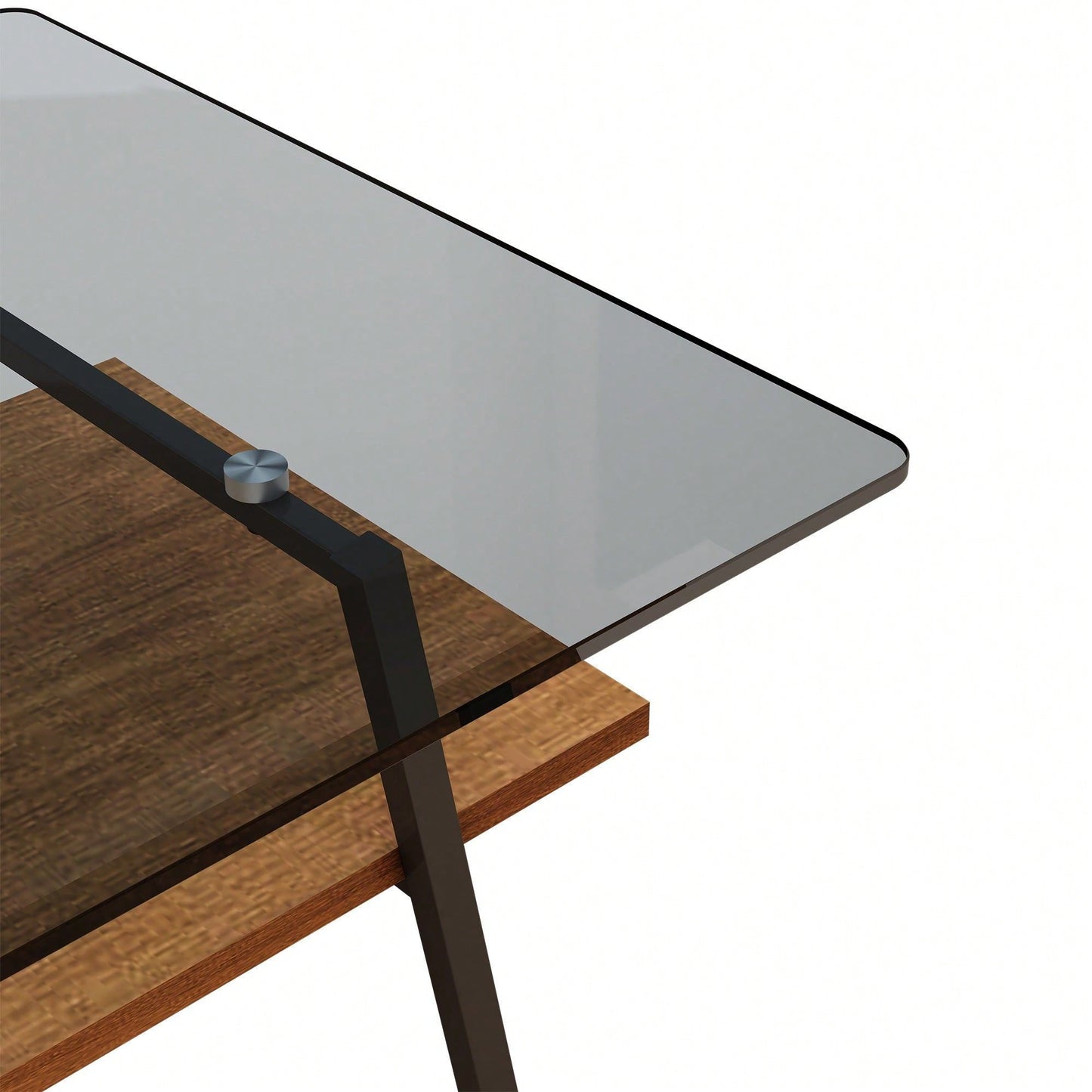 Rectangle Coffee Table, Tempered Glass Tabletop With  Metal Legs, Modern Table For Living Room