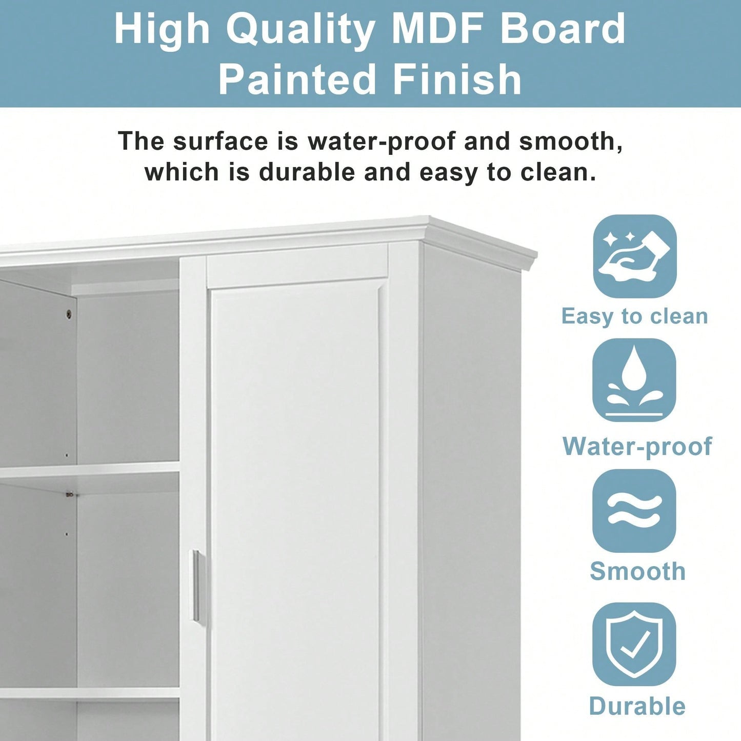 Tall Bathroom Storage Cabinet, Cabinet With Two Doors And Drawers, Adjustable Shelf, MDF Board, White