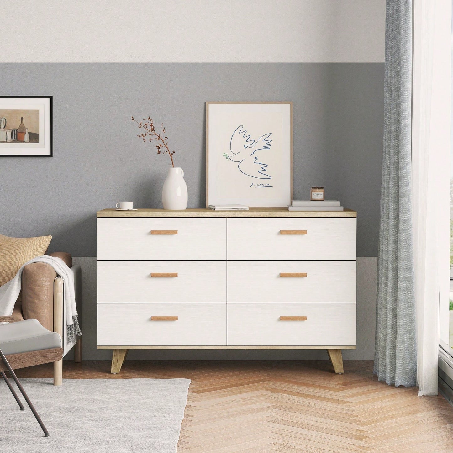 Solid Wood Buffet Sideboard Storage Cabinet Console Table for Dining Room Living Room Kitchen Hallway