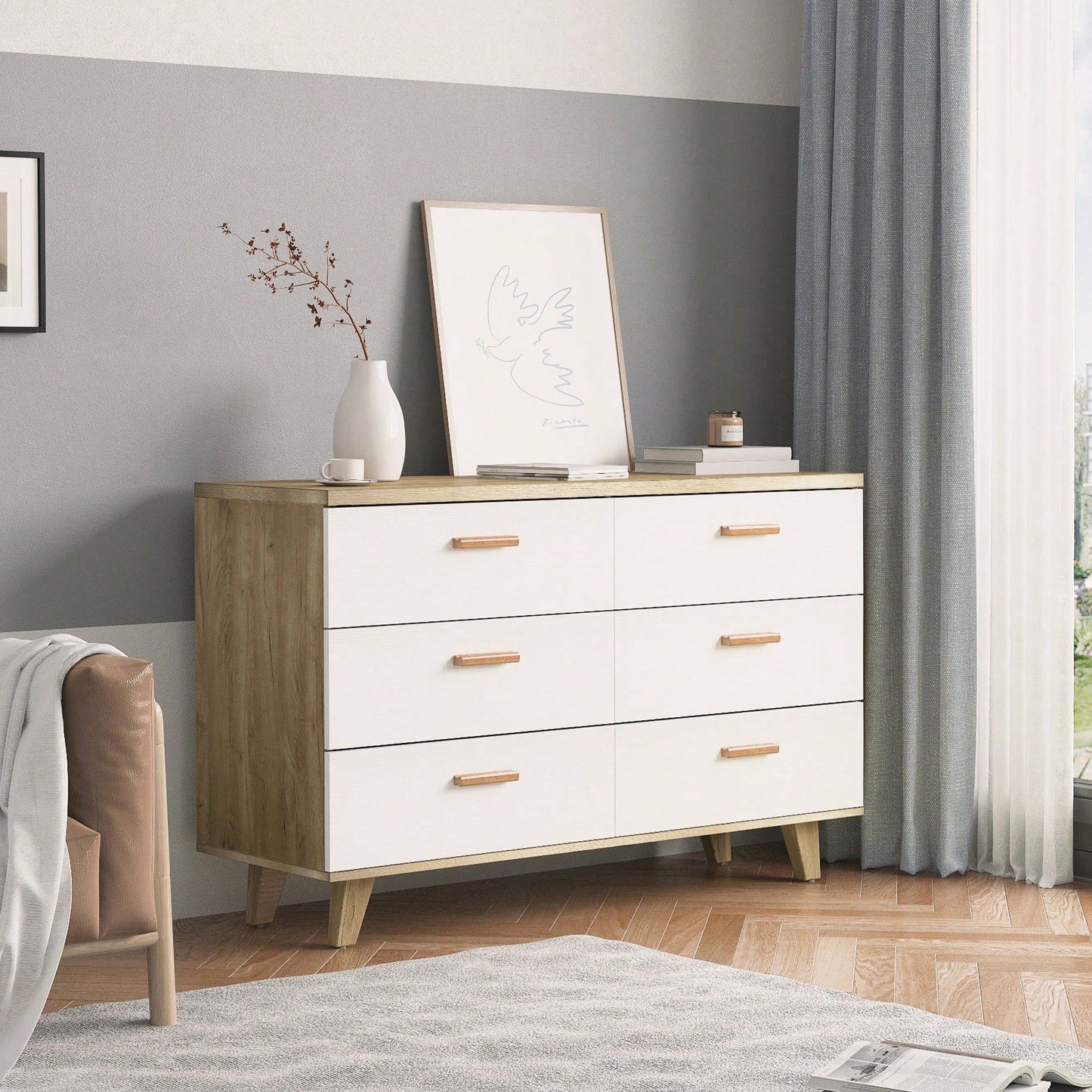 Solid Wood Buffet Sideboard Storage Cabinet Console Table for Dining Room Living Room Kitchen Hallway