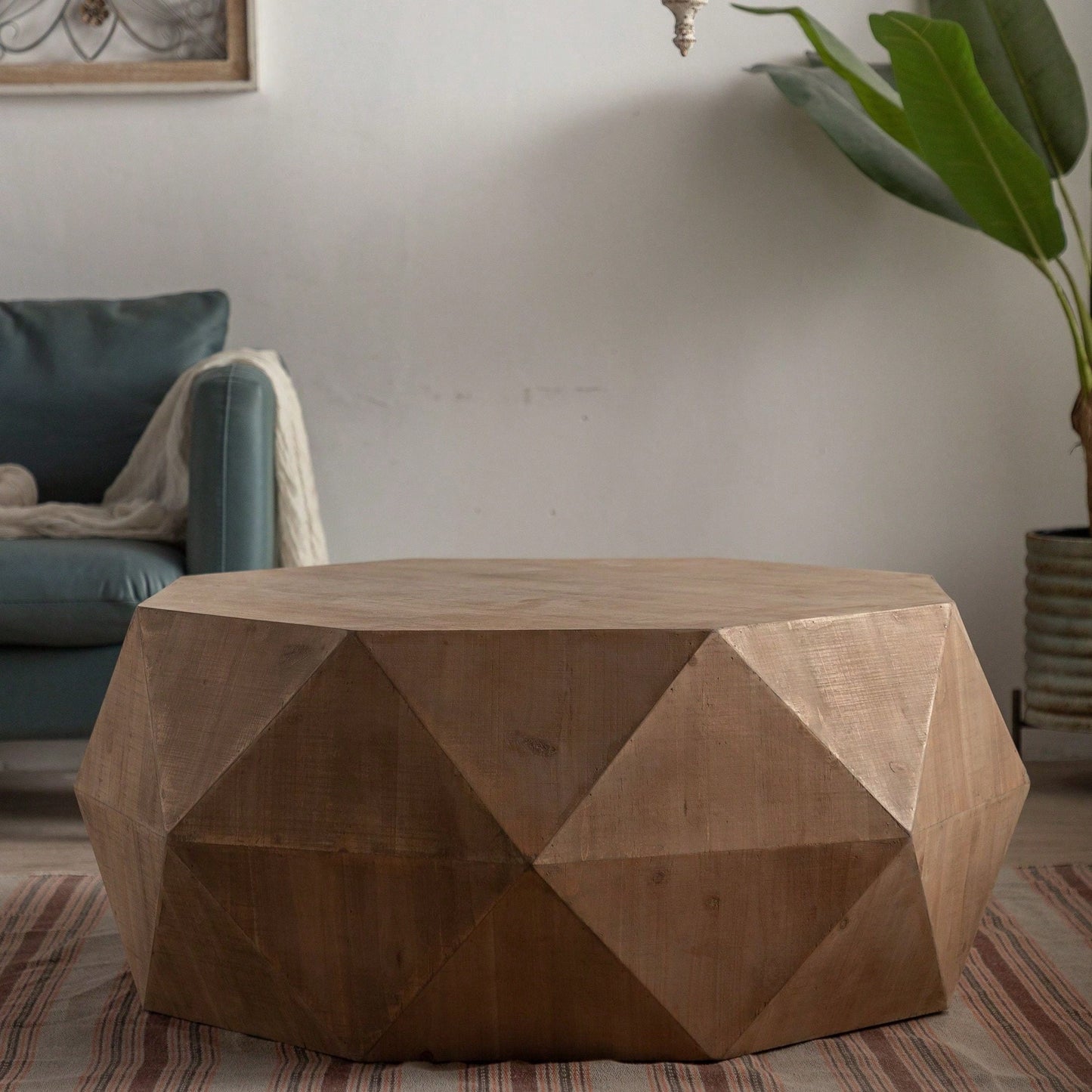 38" Three-Dimensional Embossed Pattern Design American Retro Style Coffee Table