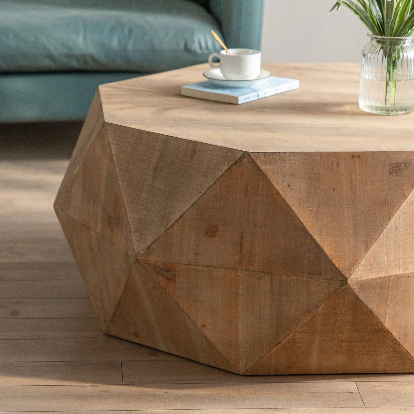 38" Three-Dimensional Embossed Pattern Design American Retro Style Coffee Table