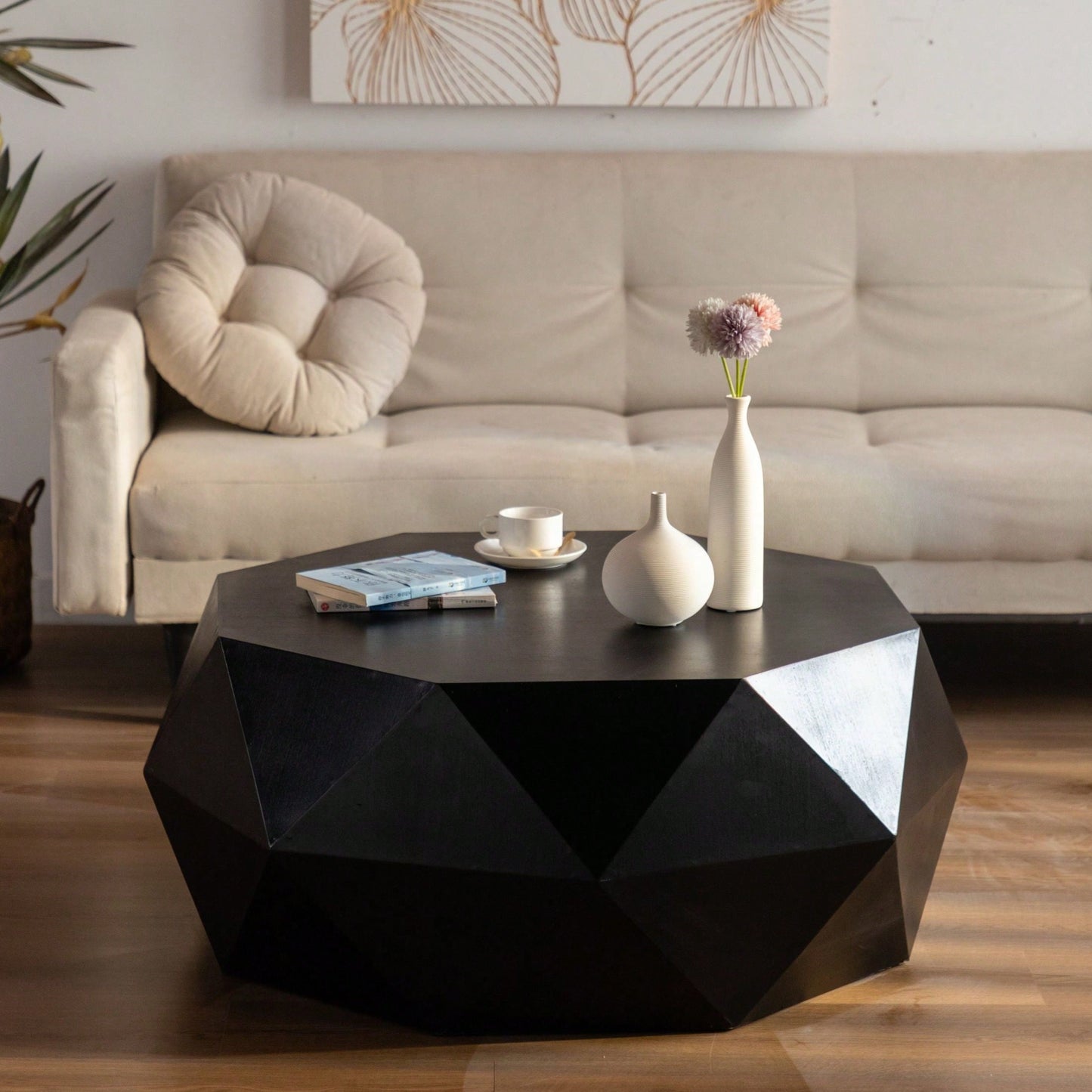 38" Three-Dimensional Embossed Pattern Design American Retro Style Coffee Table