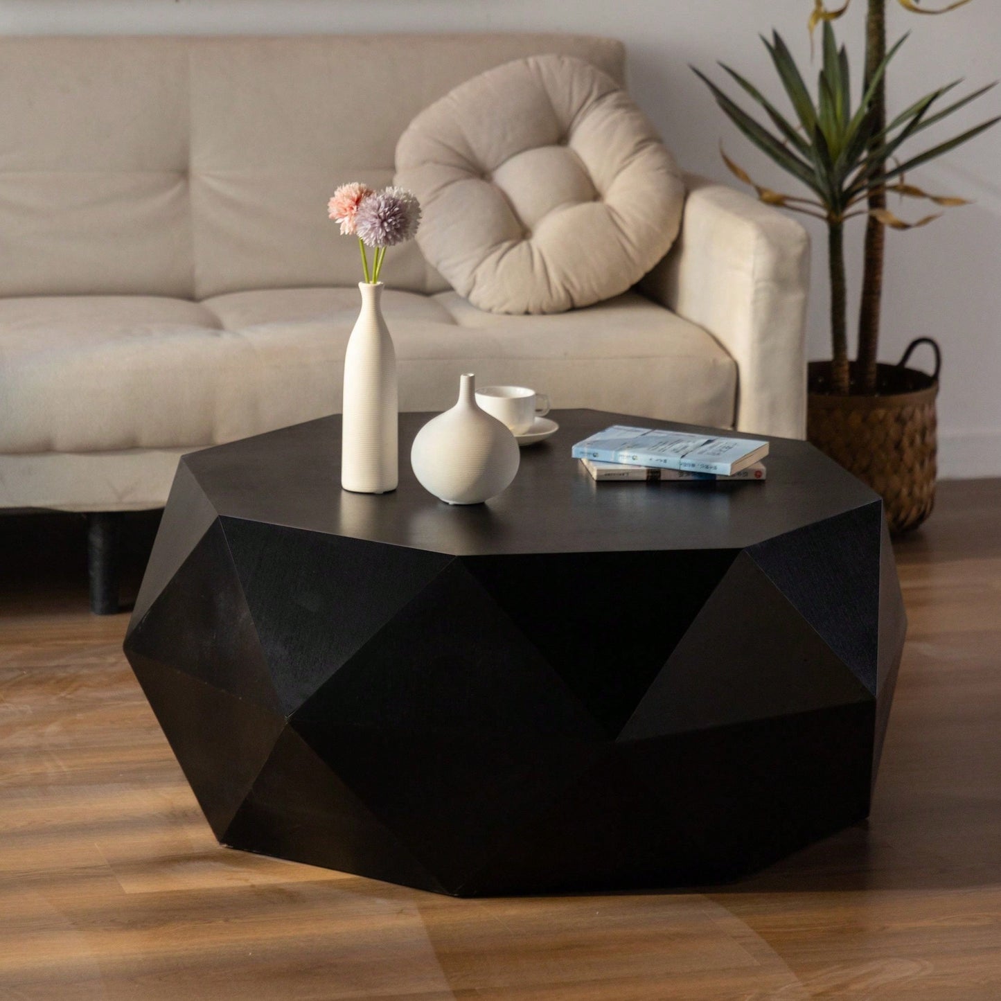 38" Three-Dimensional Embossed Pattern Design American Retro Style Coffee Table