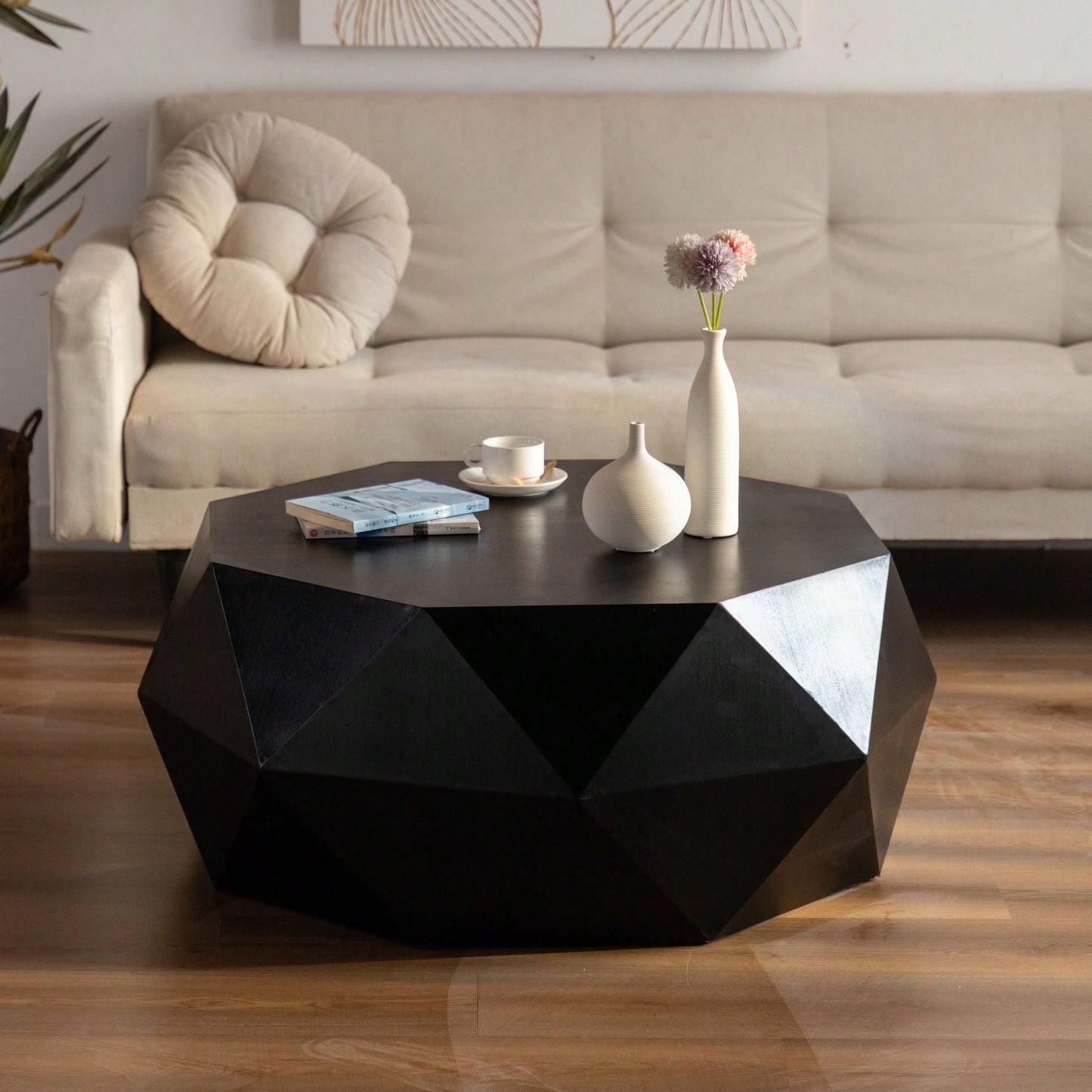 38" Three-Dimensional Embossed Pattern Design American Retro Style Coffee Table