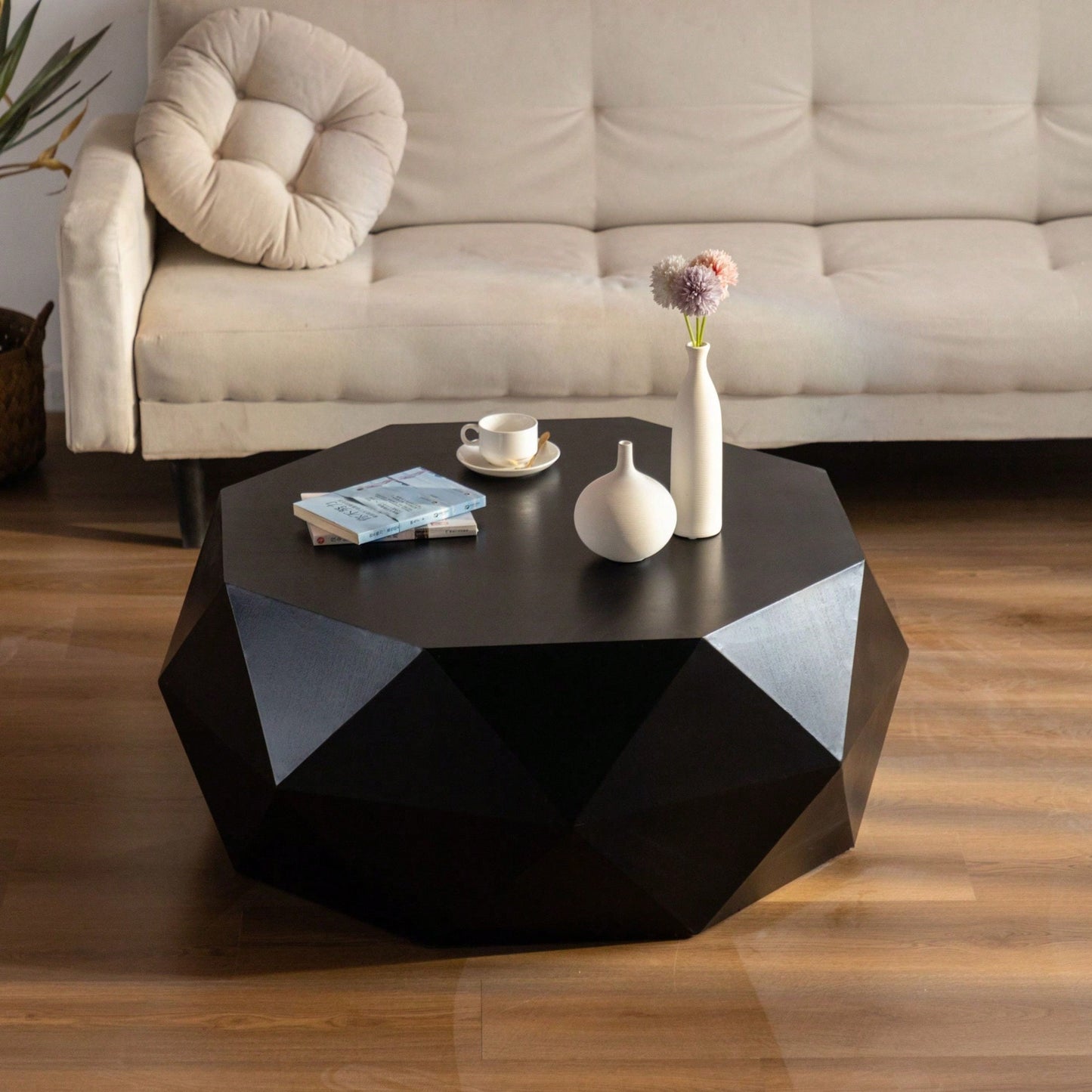 38" Three-Dimensional Embossed Pattern Design American Retro Style Coffee Table