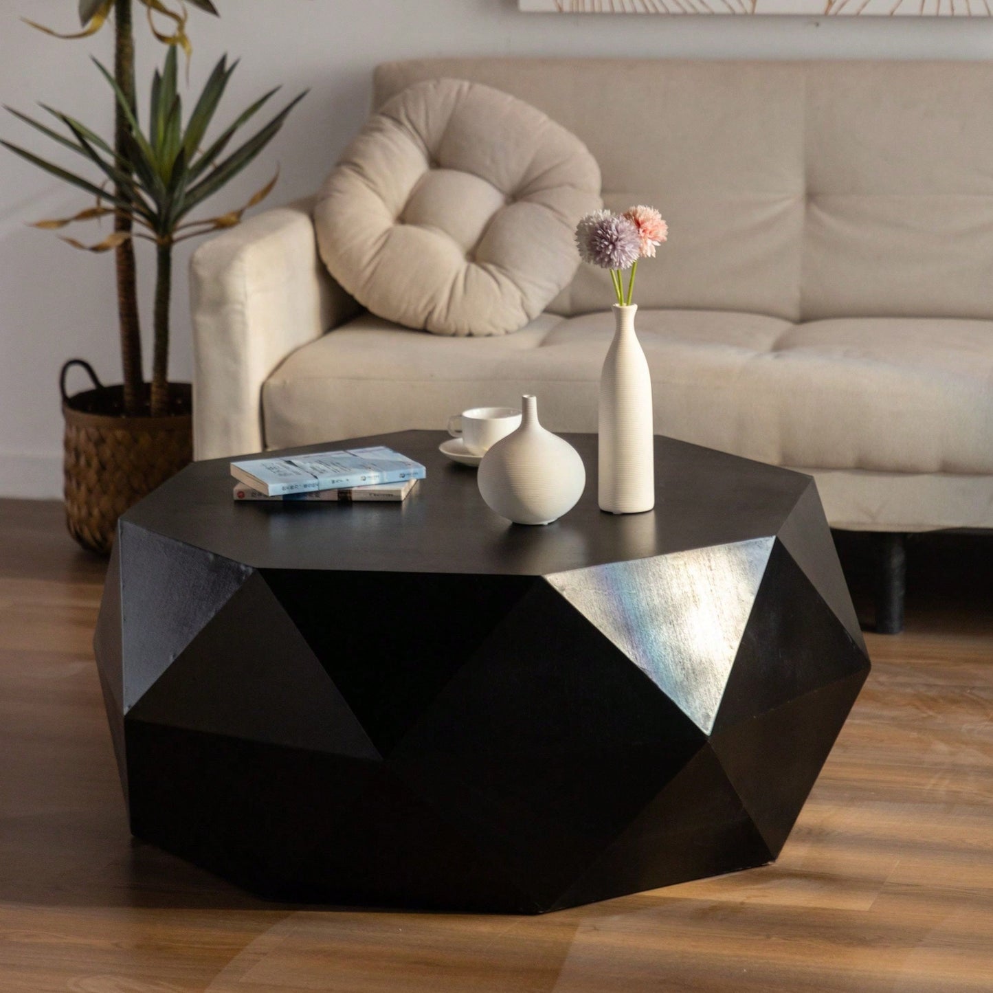38" Three-Dimensional Embossed Pattern Design American Retro Style Coffee Table