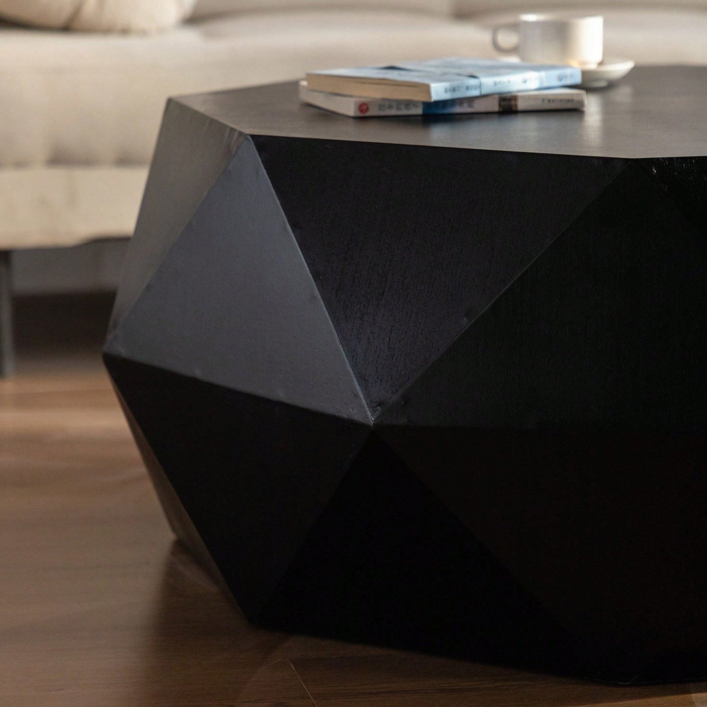 38" Three-Dimensional Embossed Pattern Design American Retro Style Coffee Table