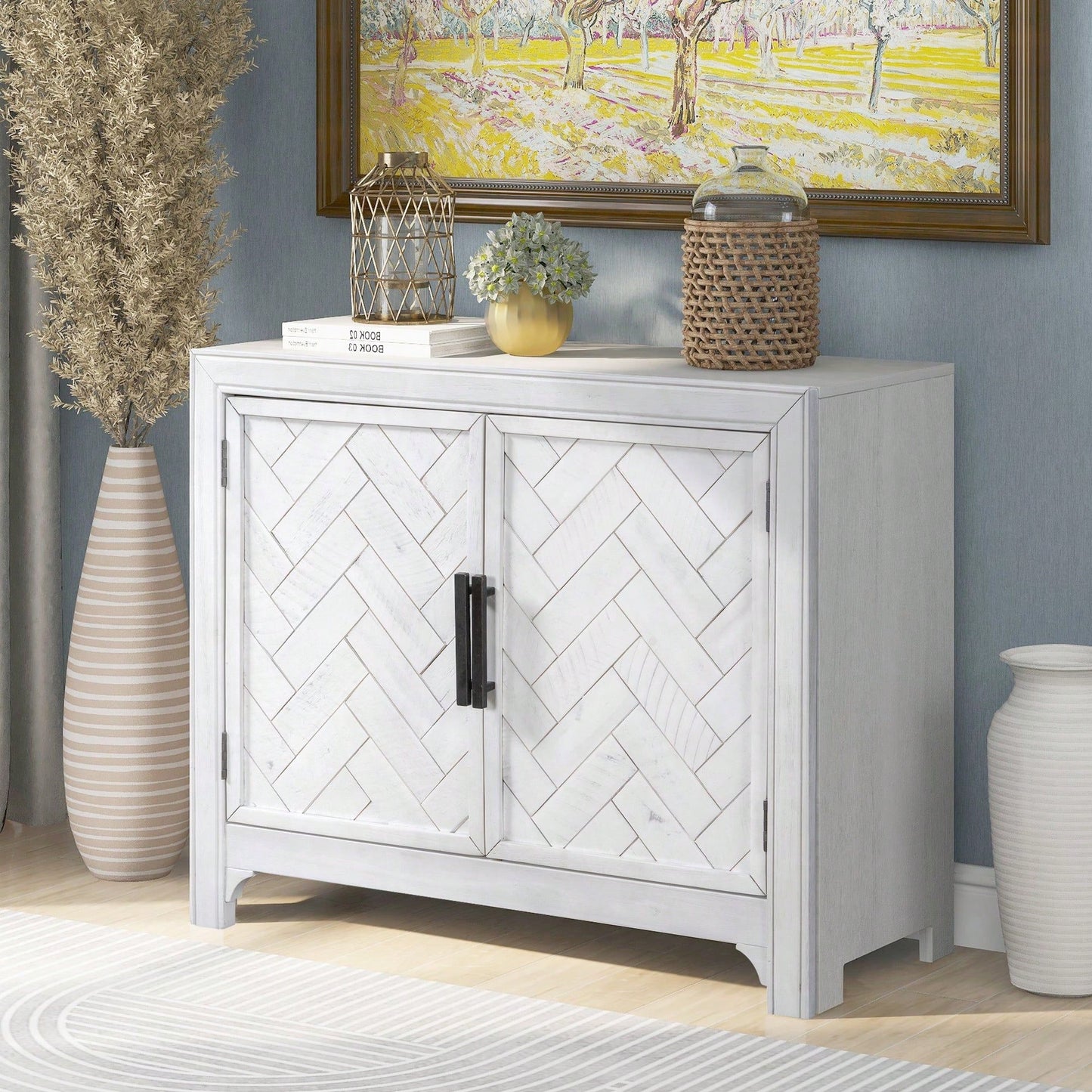 40'' Modern Cabinets With Unique Design Doors With 1 Adjustable Shelves,Suitable For Multiple Rooms Such As Living Room And Study Room