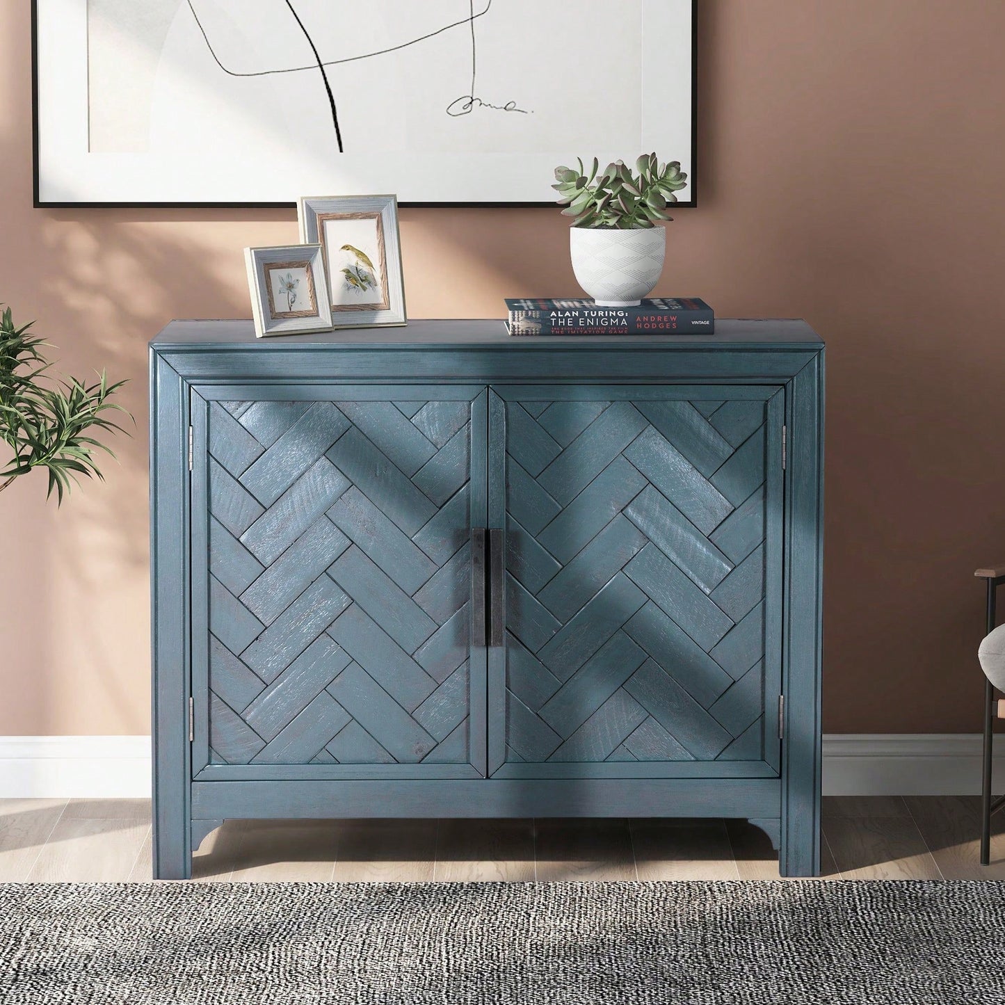 40'' Modern Cabinets With Unique Design Doors With 1 Adjustable Shelves,Suitable For Multiple Rooms Such As Living Room And Study Room