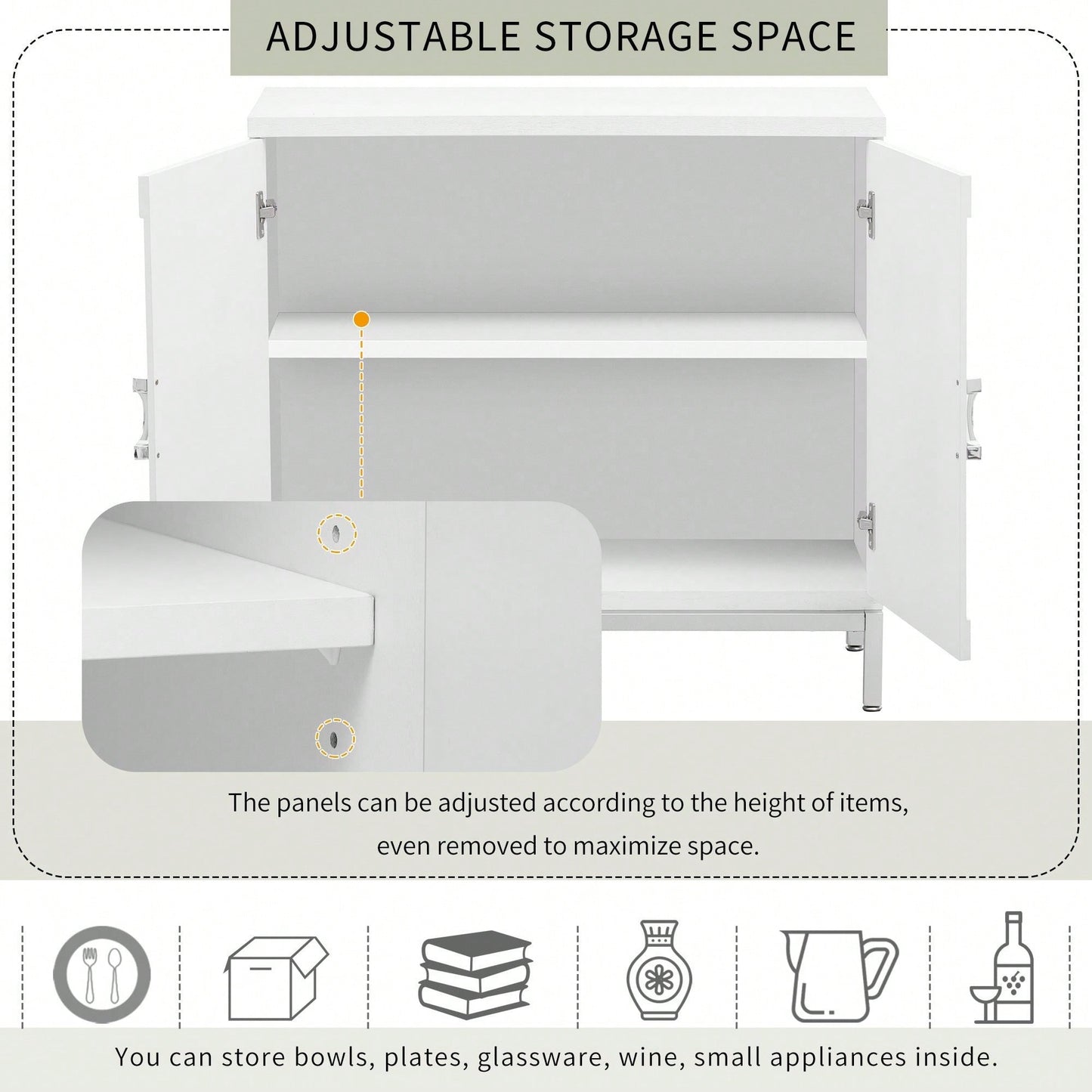 Simple Storage Cabinet With Solid Wood Veneer And Metal Leg Frame