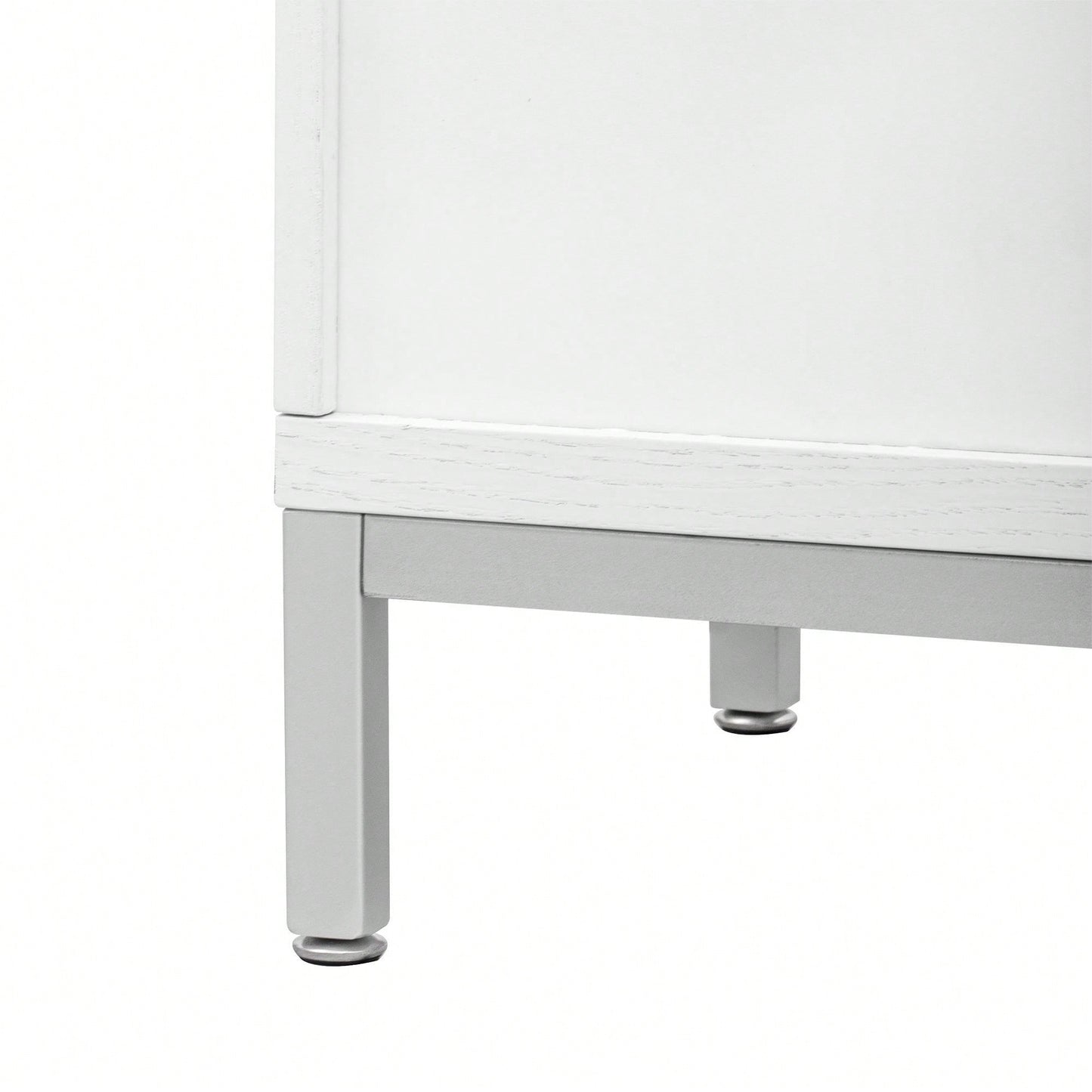 Simple Storage Cabinet With Solid Wood Veneer And Metal Leg Frame