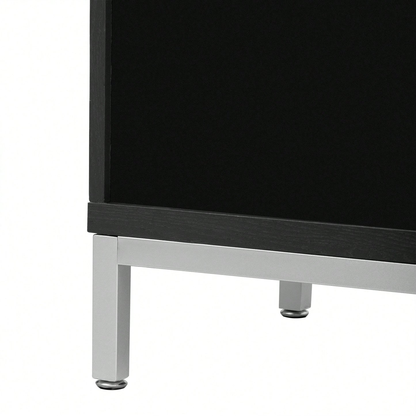 Simple Storage Cabinet With Solid Wood Veneer And Metal Leg Frame