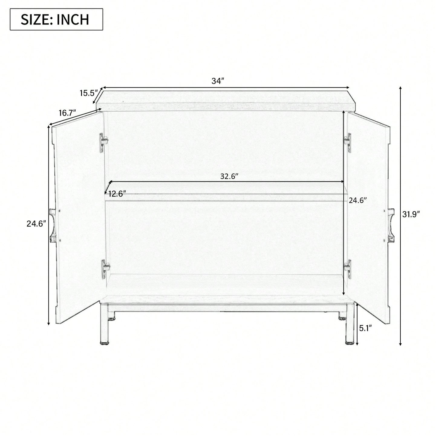 Simple Storage Cabinet With Solid Wood Veneer And Metal Leg Frame