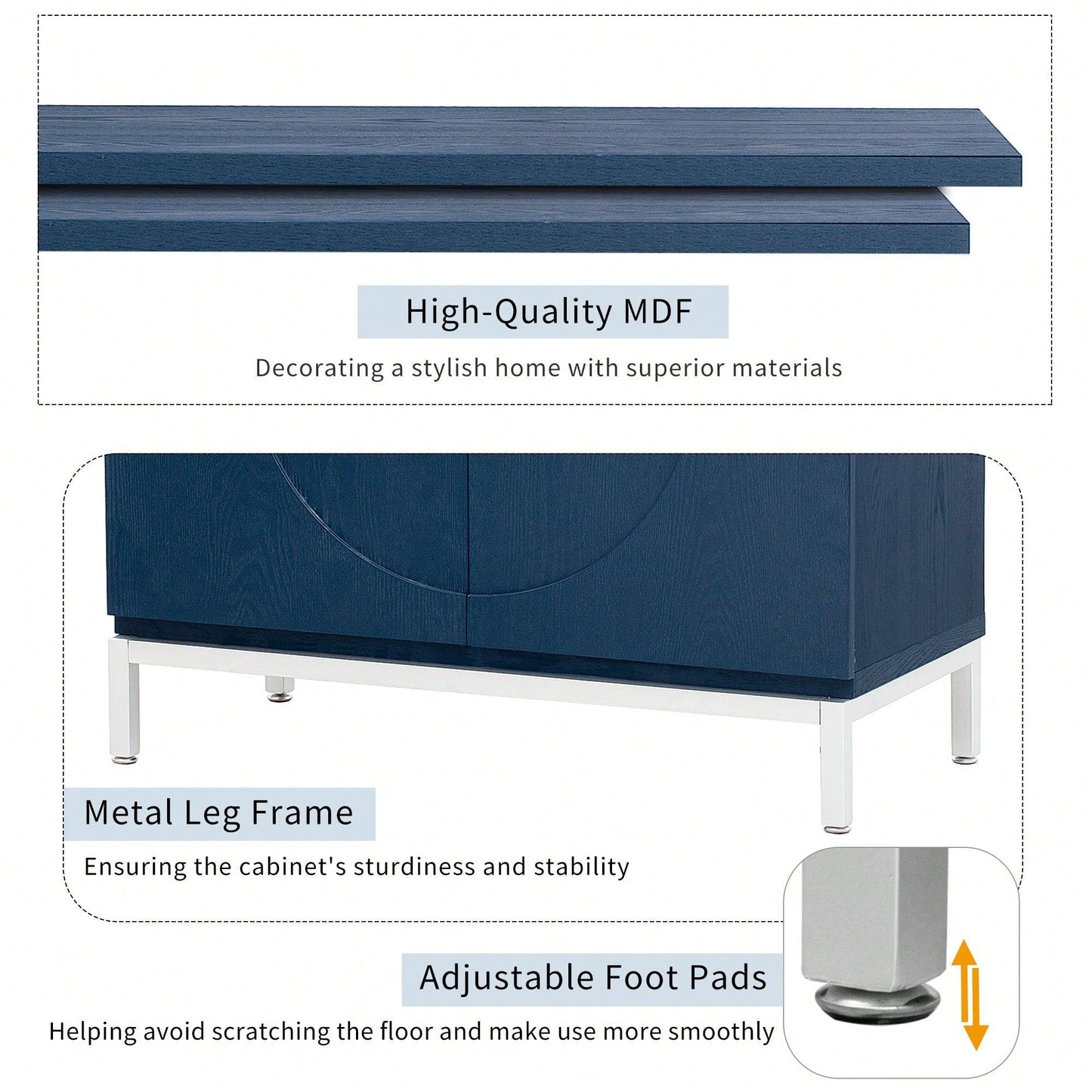 Simple Storage Cabinet With Solid Wood Veneer And Metal Leg Frame