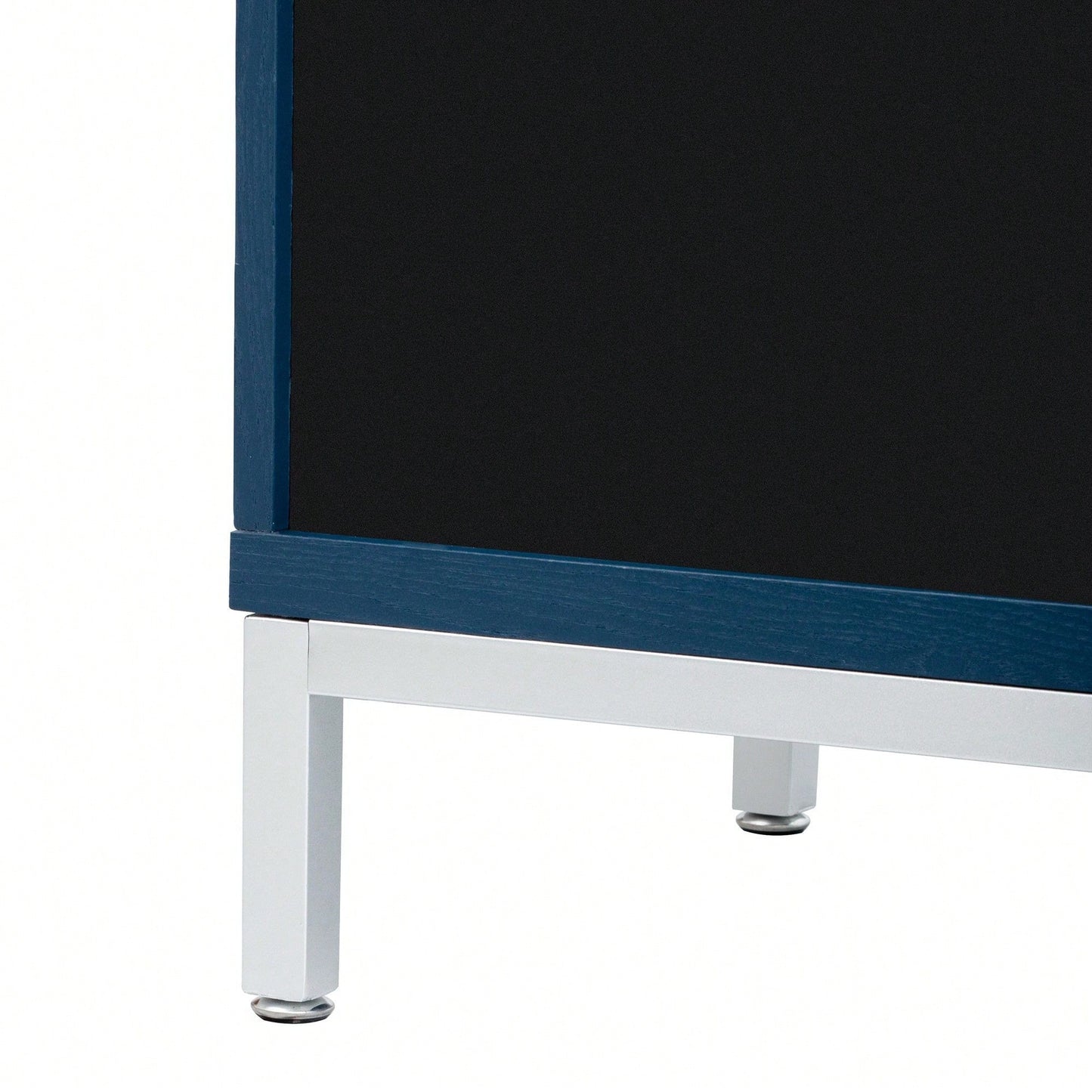 Simple Storage Cabinet With Solid Wood Veneer And Metal Leg Frame