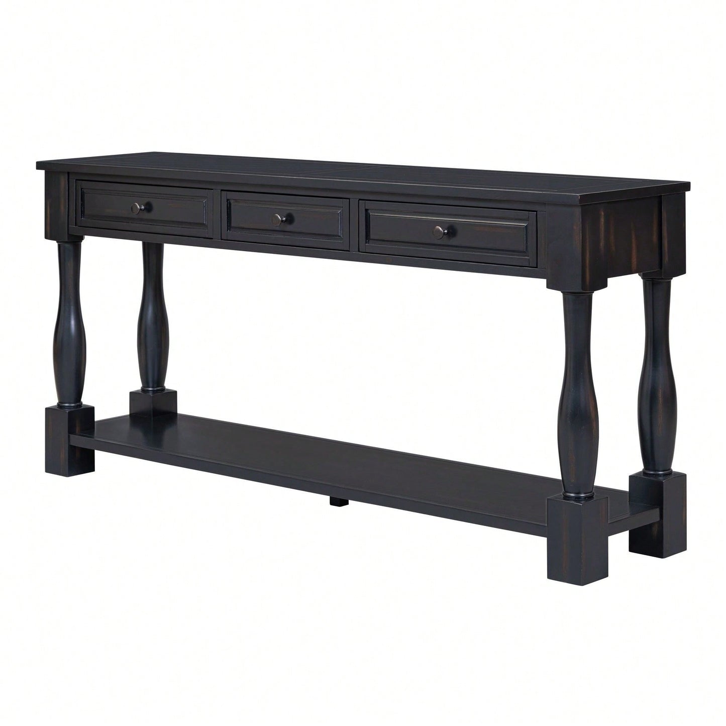63" Long Console Table With Drawers And Shelf For Entryway, Hallway, Living Room
