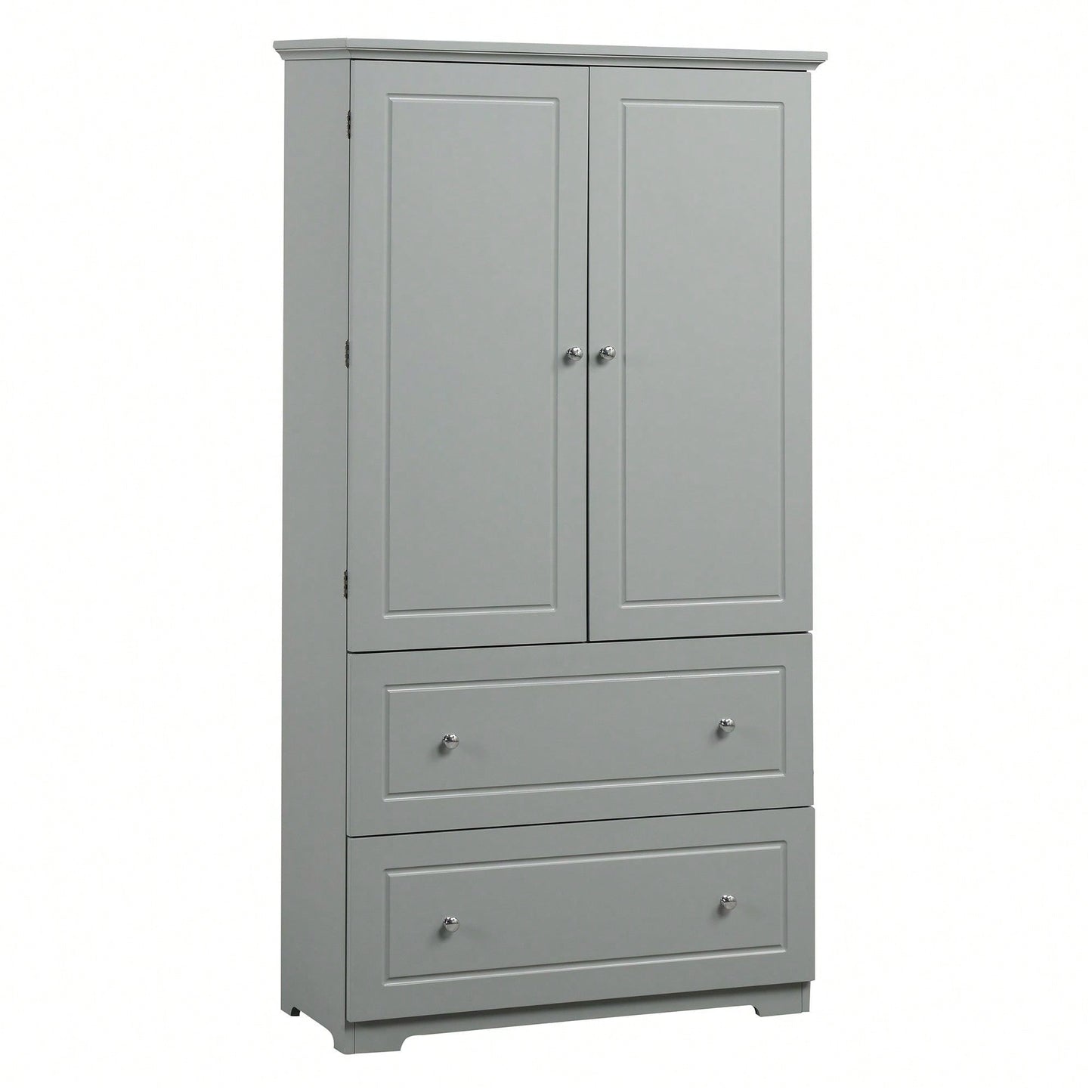 Wide Bathroom Storage Cabinet, Freestanding Storage Cabinet With Two Drawers And Adjustable Shelf, MDF Board With Painted Finish