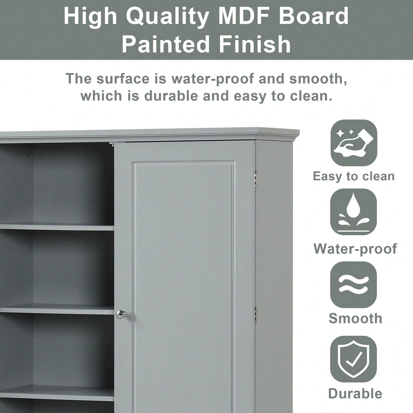 Wide Bathroom Storage Cabinet, Freestanding Storage Cabinet With Two Drawers And Adjustable Shelf, MDF Board With Painted Finish