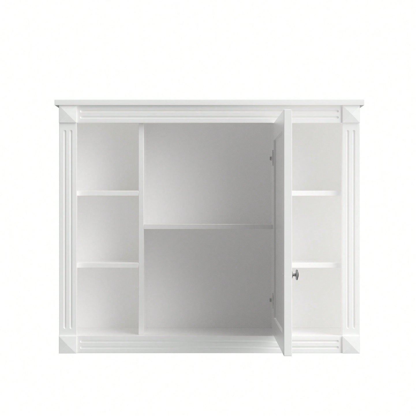 35'' X 28'' Wall Mounted Bathroom Storage Cabinet, Modern Bathroom Wall Cabinet With Mirror, Mirror Cabinet With 6 Open Shelves