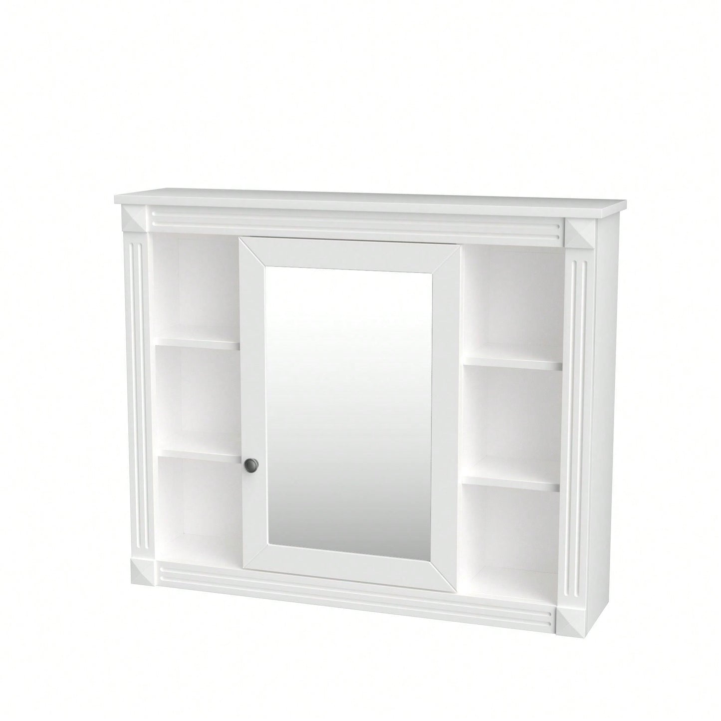 35'' X 28'' Wall Mounted Bathroom Storage Cabinet, Modern Bathroom Wall Cabinet With Mirror, Mirror Cabinet With 6 Open Shelves