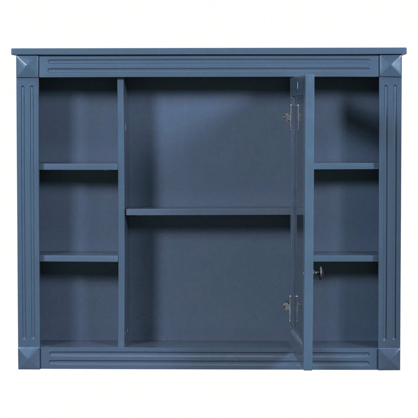 35'' X 28'' Wall Mounted Bathroom Storage Cabinet, Modern Bathroom Wall Cabinet With Mirror, Mirror Cabinet With 6 Open Shelves