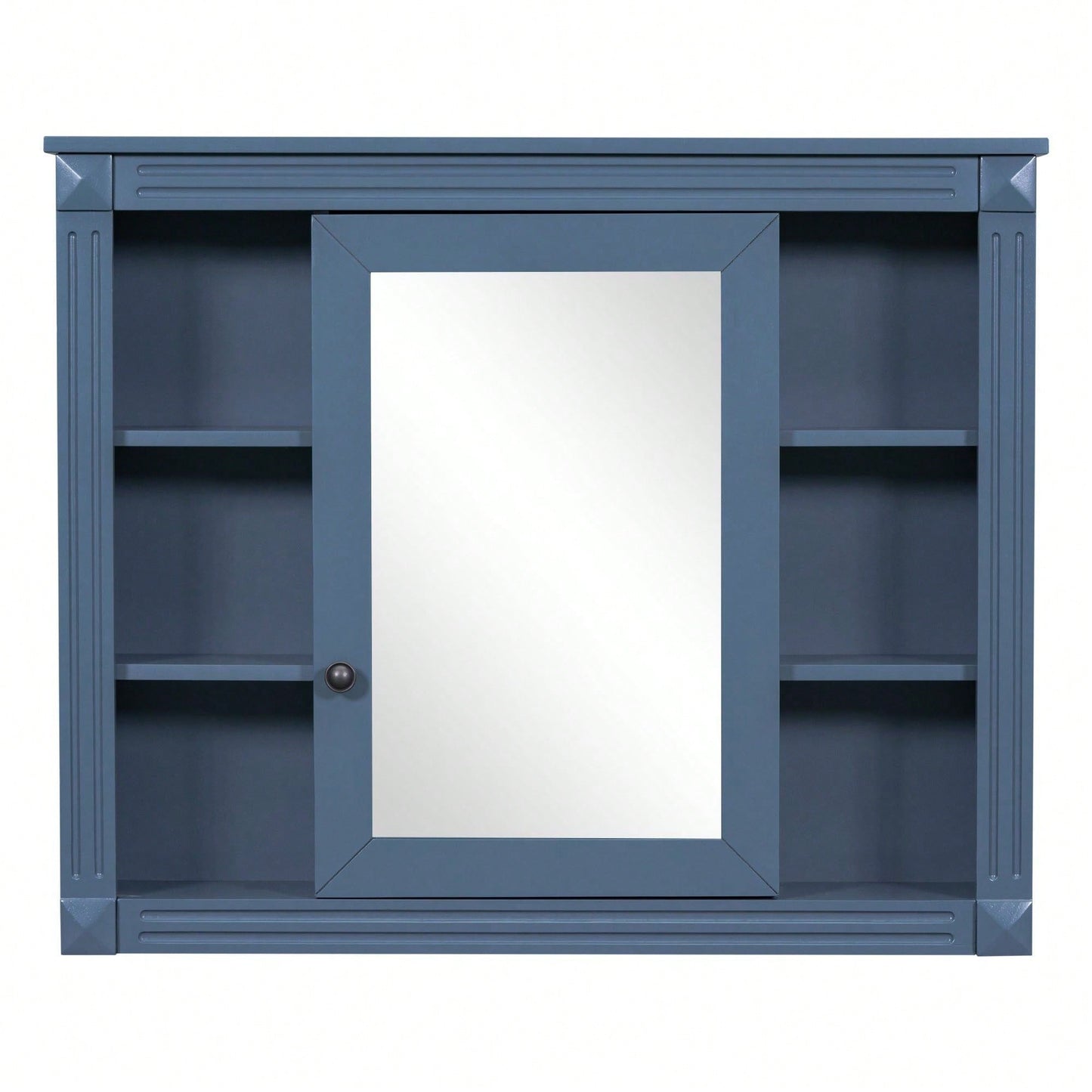 35'' X 28'' Wall Mounted Bathroom Storage Cabinet, Modern Bathroom Wall Cabinet With Mirror, Mirror Cabinet With 6 Open Shelves