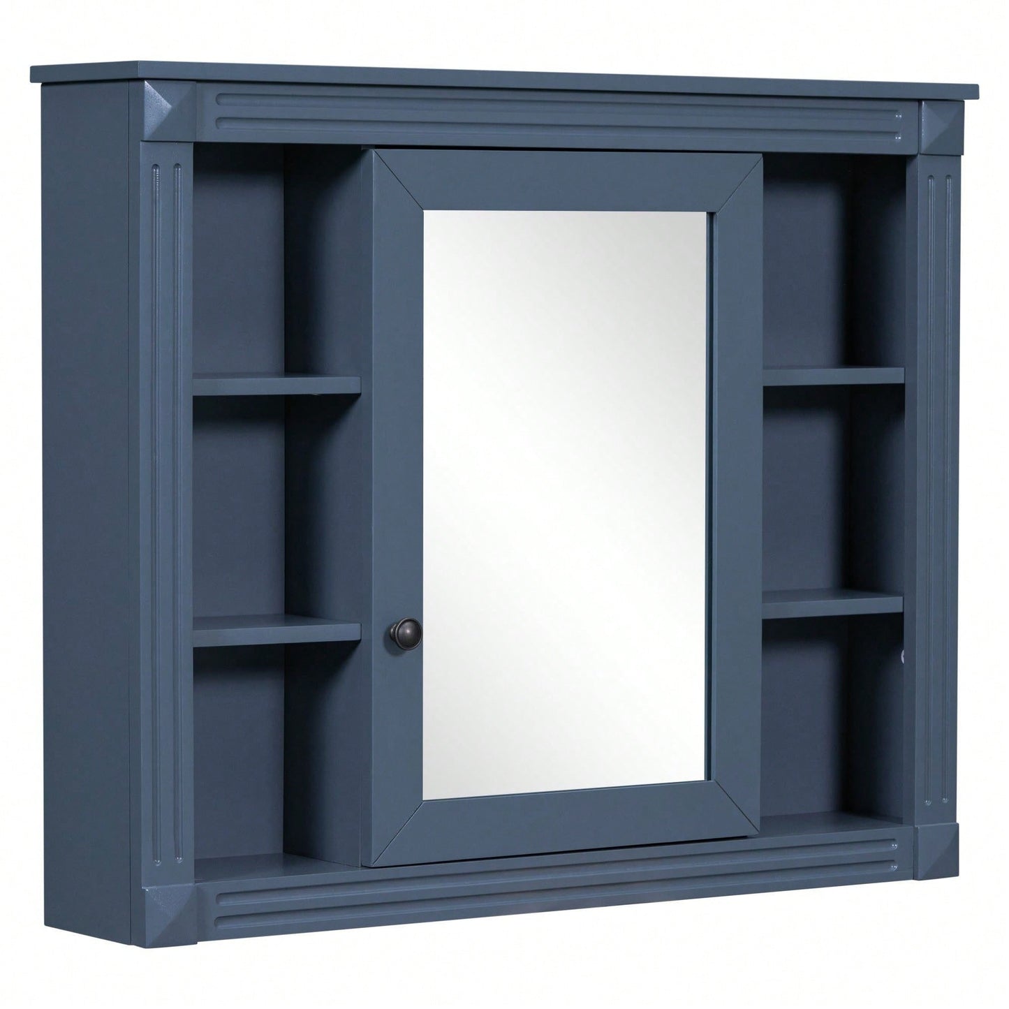 35'' X 28'' Wall Mounted Bathroom Storage Cabinet, Modern Bathroom Wall Cabinet With Mirror, Mirror Cabinet With 6 Open Shelves